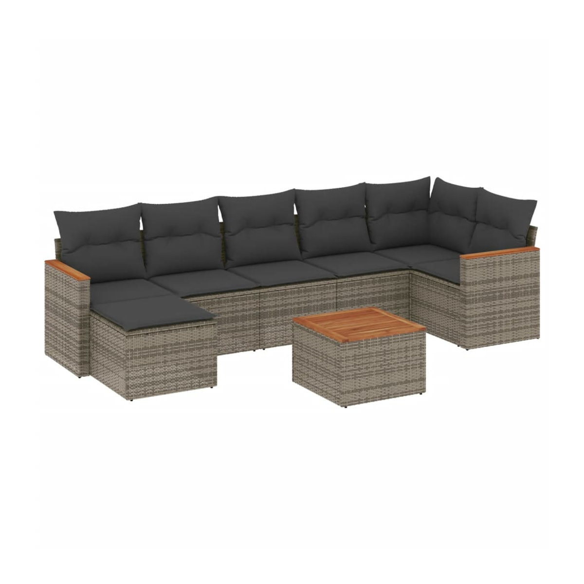 Vidaxl Gartenmöbel-Set aus Polyrattan mit Kissen, 8-teilig, Grau, Modernes Design - Bild 3
