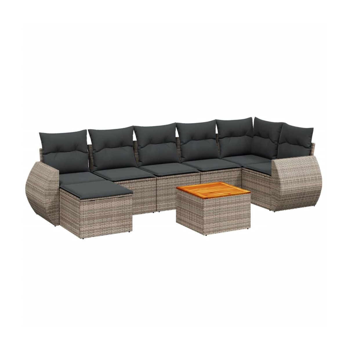 Vidaxl Gartenmöbel-Set aus Polyrattan mit Kissen, 8-teilig, Grau, Modernes Design - Bild 2