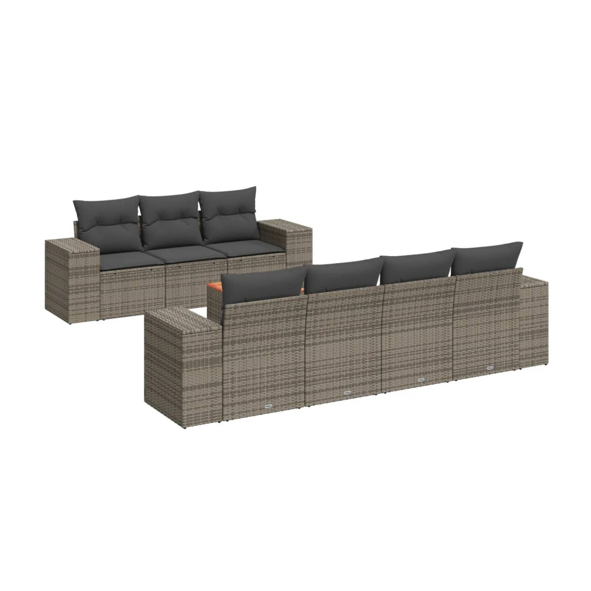 Vidaxl Gartenmöbel-Set aus Polyrattan mit Kissen, 8-teilig, Grau, Modernes Design - Bild 2