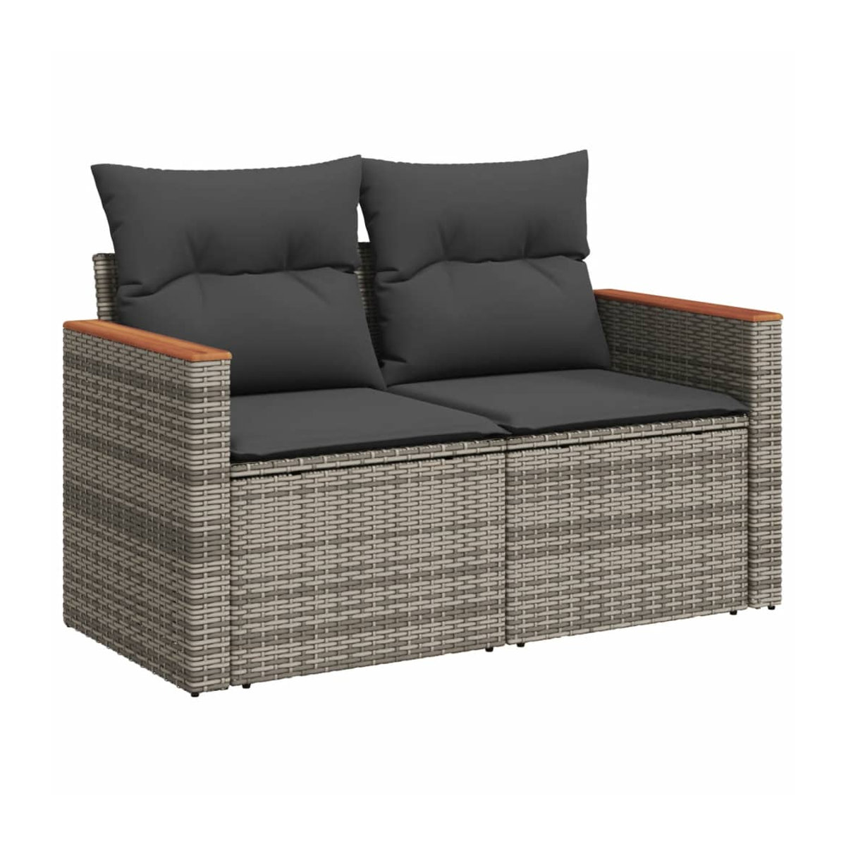 Vidaxl Gartenmöbel-Set aus Polyrattan mit Kissen, 8-teilig, Grau, Modernes Design - Bild 2