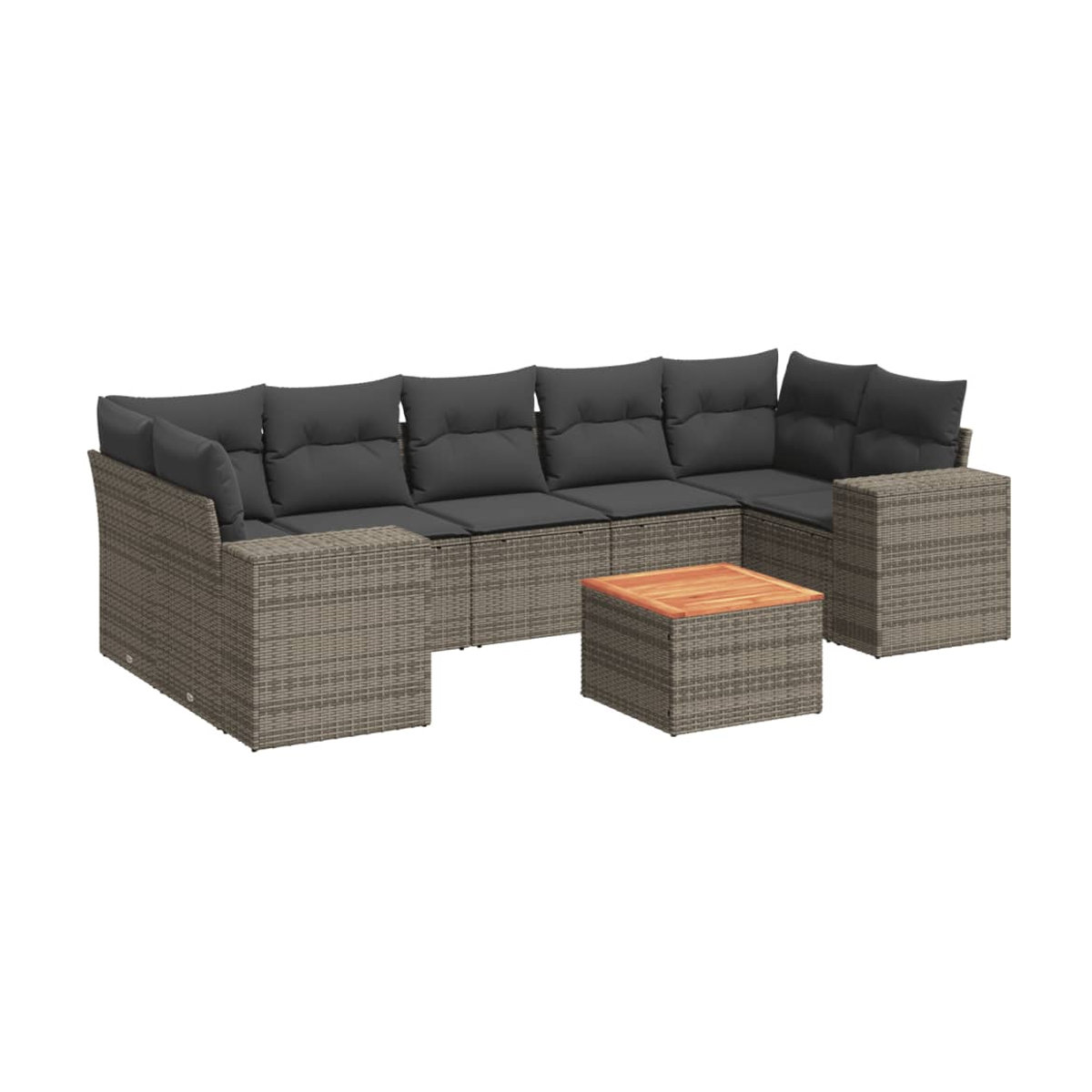 Vidaxl Gartenmöbel-Set aus Polyrattan mit Kissen, 8-teilig, Grau, Modernes Design - Bild 3