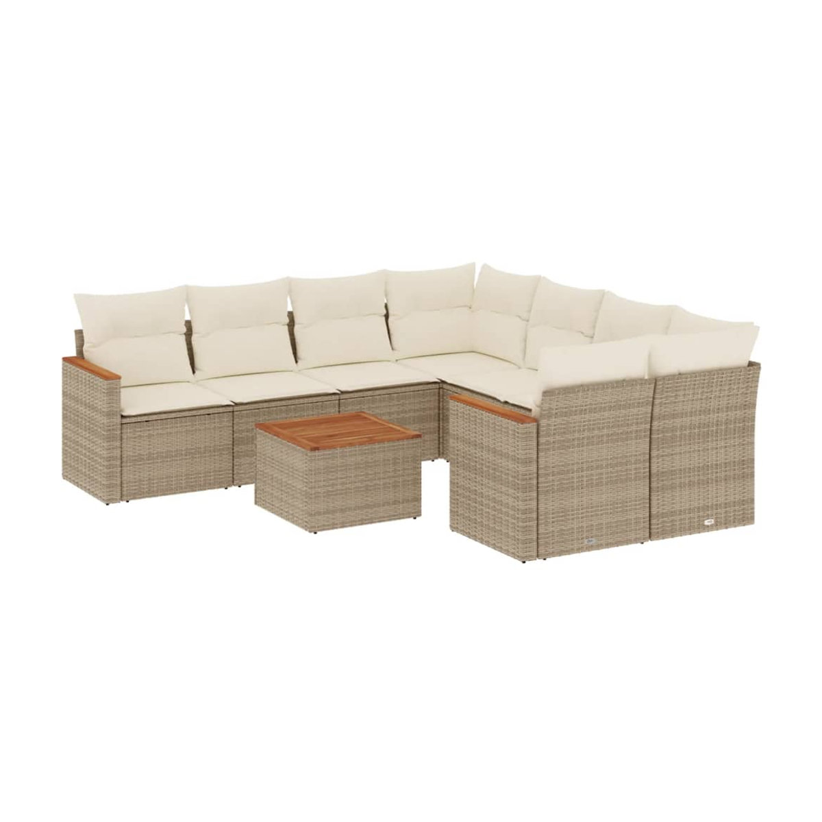 Vidaxl Gartenmöbel-Set aus Polyrattan mit Kissen, 9-teilig, Beige - Bild 3