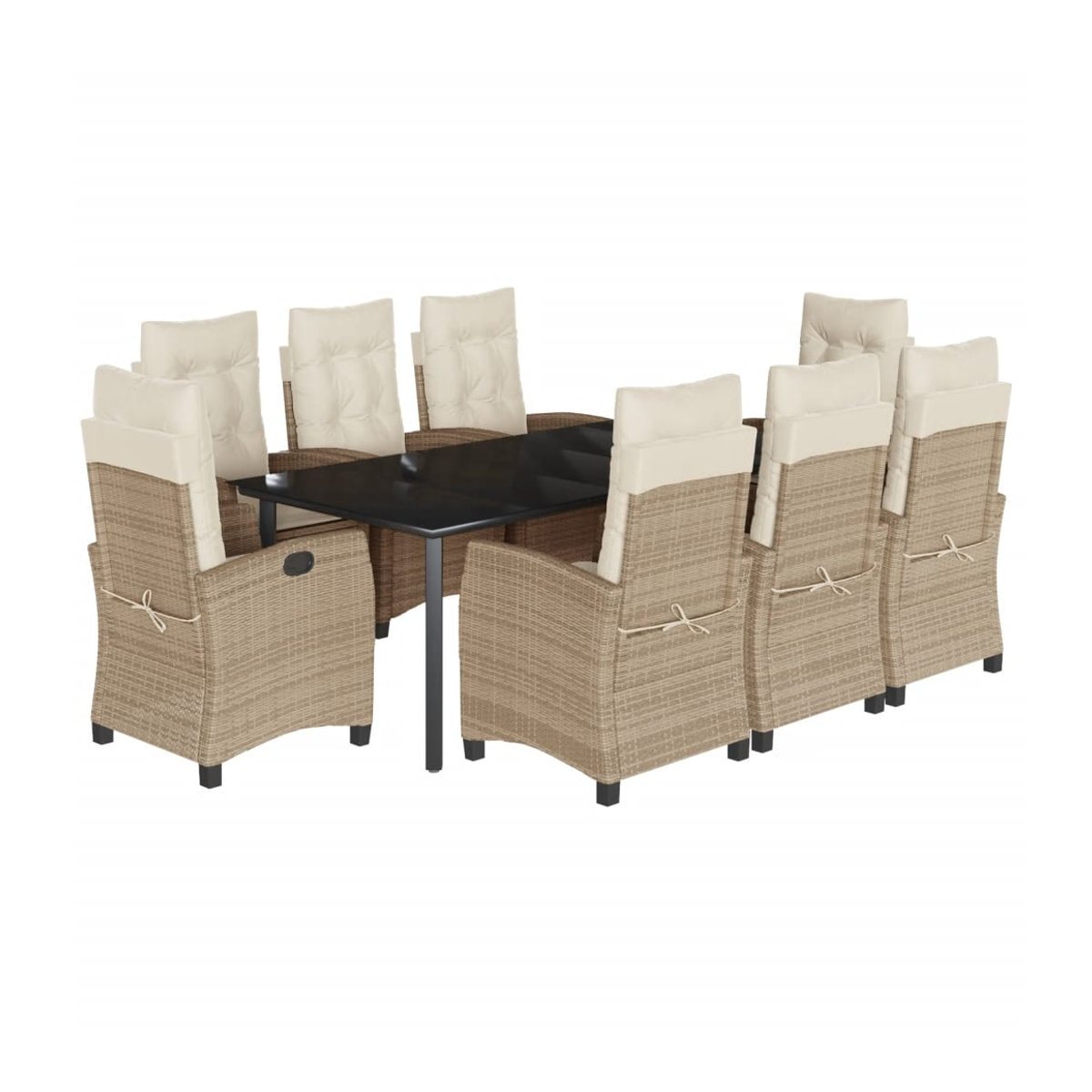 Vidaxl Gartenmöbel-Set aus Polyrattan mit Kissen, 9-teilig, Beige - Bild 2