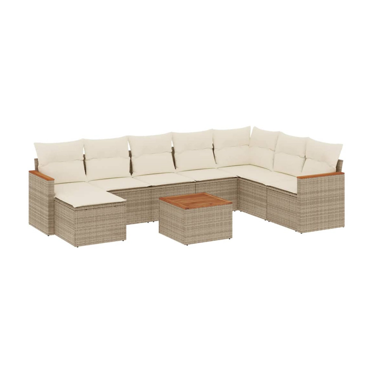 Vidaxl Gartenmöbel-Set aus Polyrattan mit Kissen, 9-teilig, Beige, Modernes Design - Bild 2