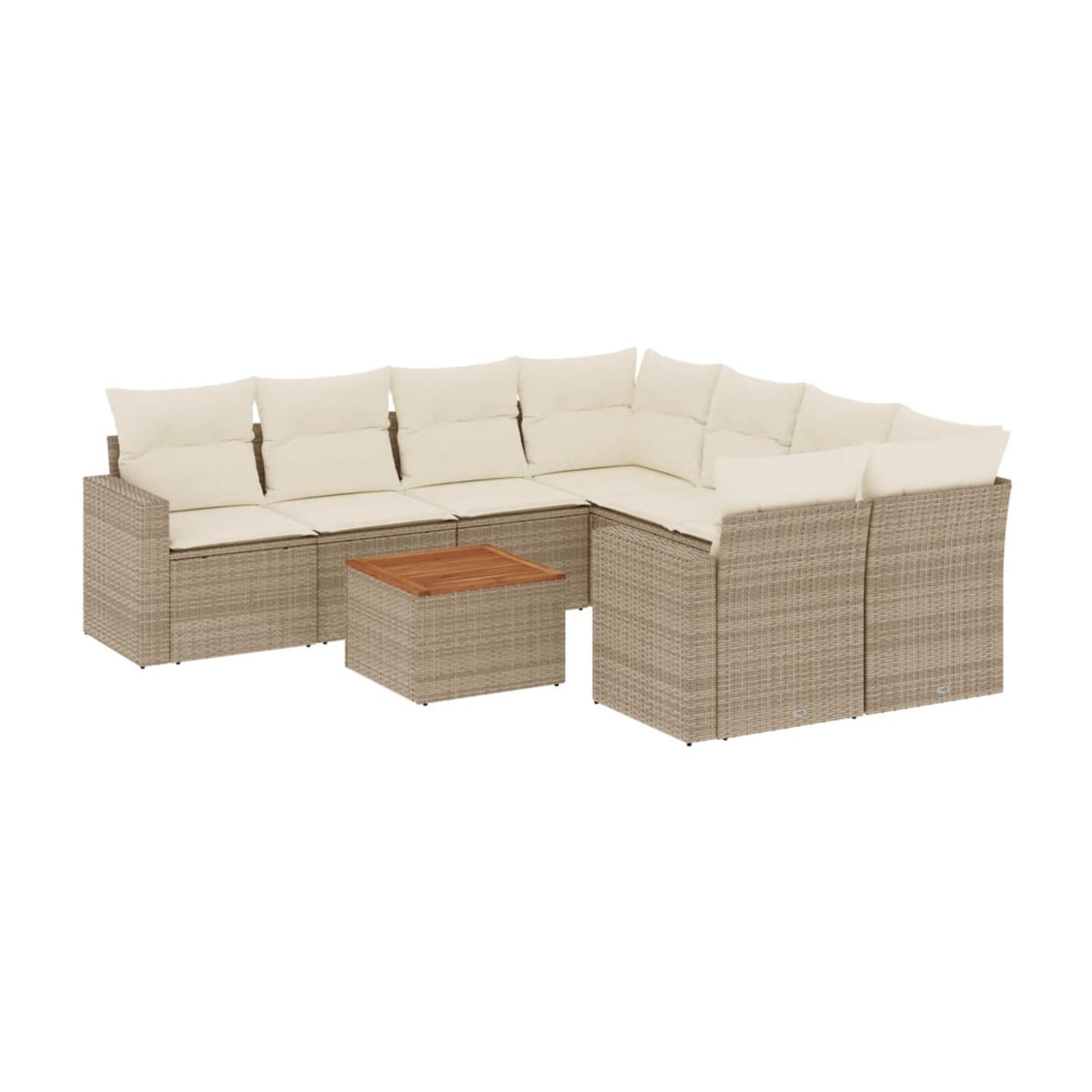 Vidaxl Gartenmöbel-Set aus Polyrattan mit Kissen, 9-teilig, Beige, Modernes Design - Bild 2