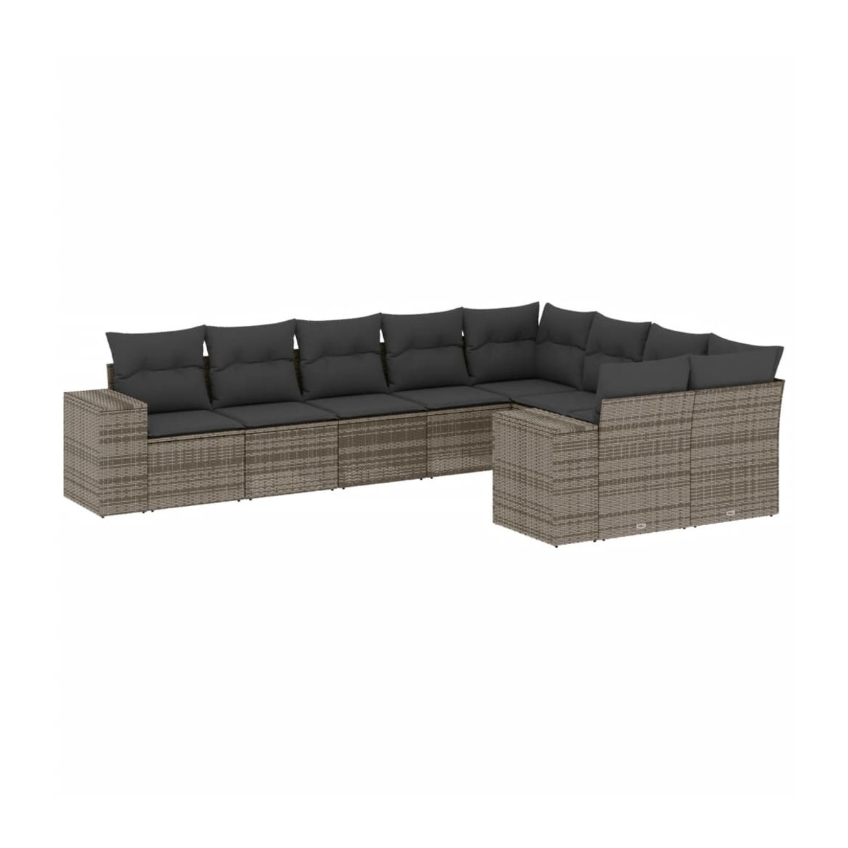 Vidaxl Gartenmöbel-Set aus Polyrattan mit Kissen, 9-teilig, Grau, Modernes Design - Bild 2