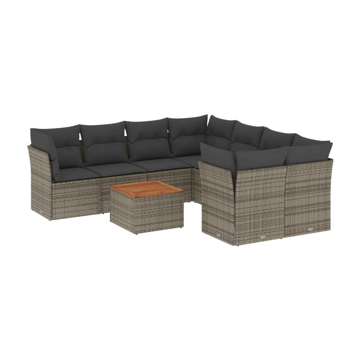 Vidaxl Gartenmöbel-Set aus Polyrattan mit Kissen, 9-teilig, Grau, Modernes Design - Bild 2