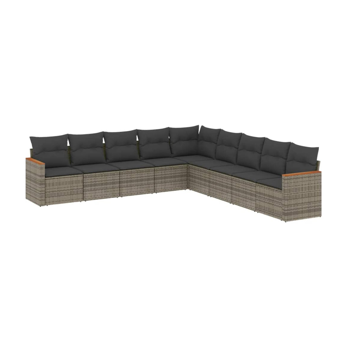 Vidaxl Gartenmöbel-Set aus Polyrattan mit Kissen, 9-teilig, Grau/Schwarz, Modernes Design - Bild 2