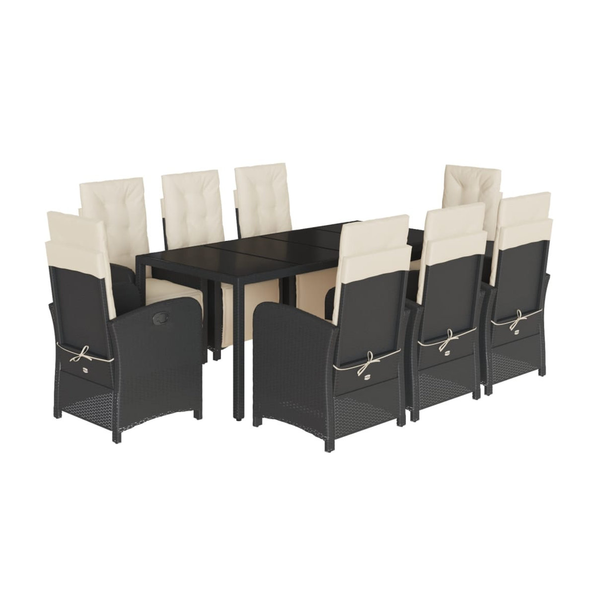 Vidaxl Gartenmöbel-Set aus Polyrattan mit Kissen, 9-teilig, Schwarz, Modernes Design - Bild 2