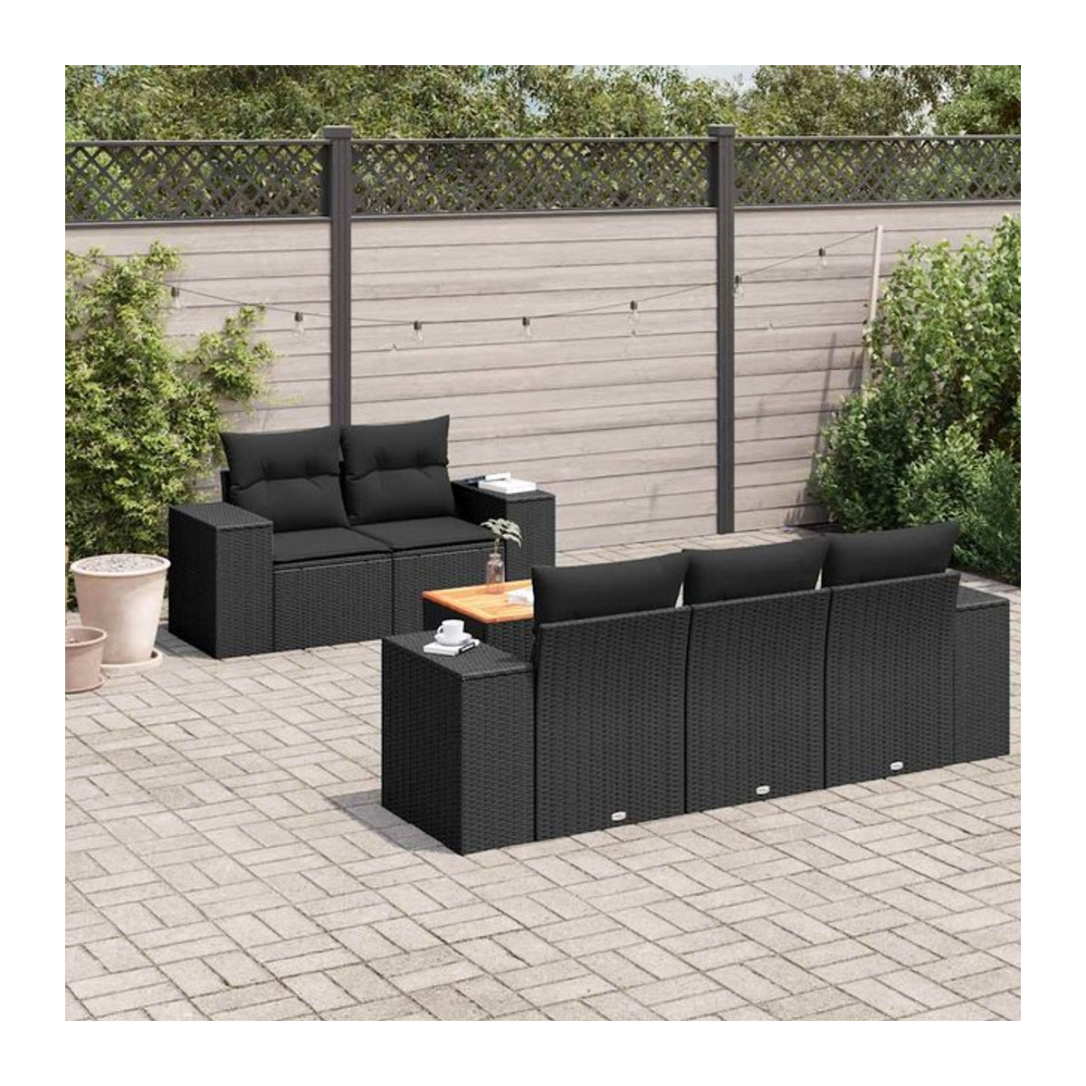 Vidaxl Gartenmöbel-Set aus Polyrattan mit Kissen in Schwarz für Erwachsene im modernen Design - Bild 1