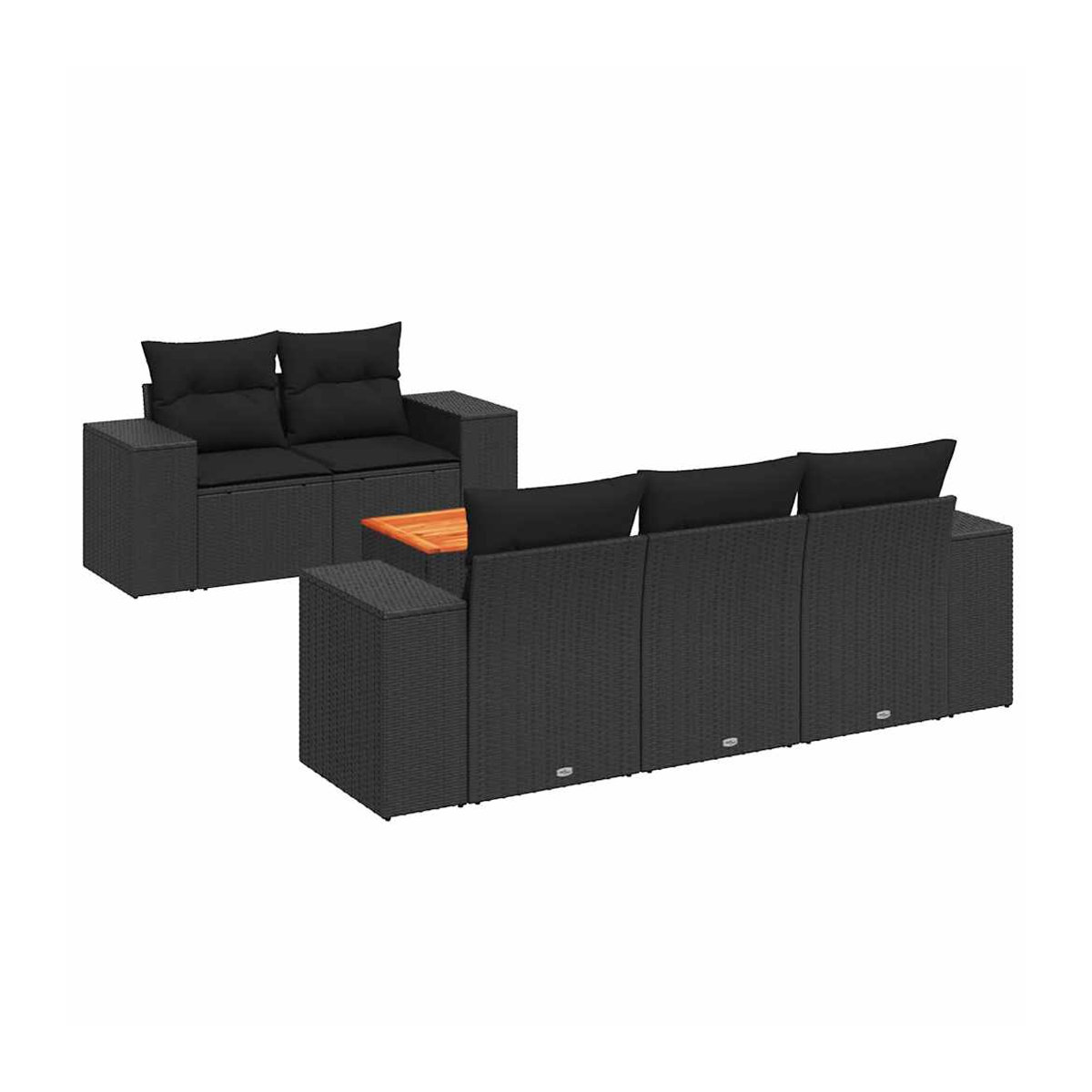 Vidaxl Gartenmöbel-Set aus Polyrattan mit Kissen in Schwarz für Erwachsene im modernen Design - Bild 2