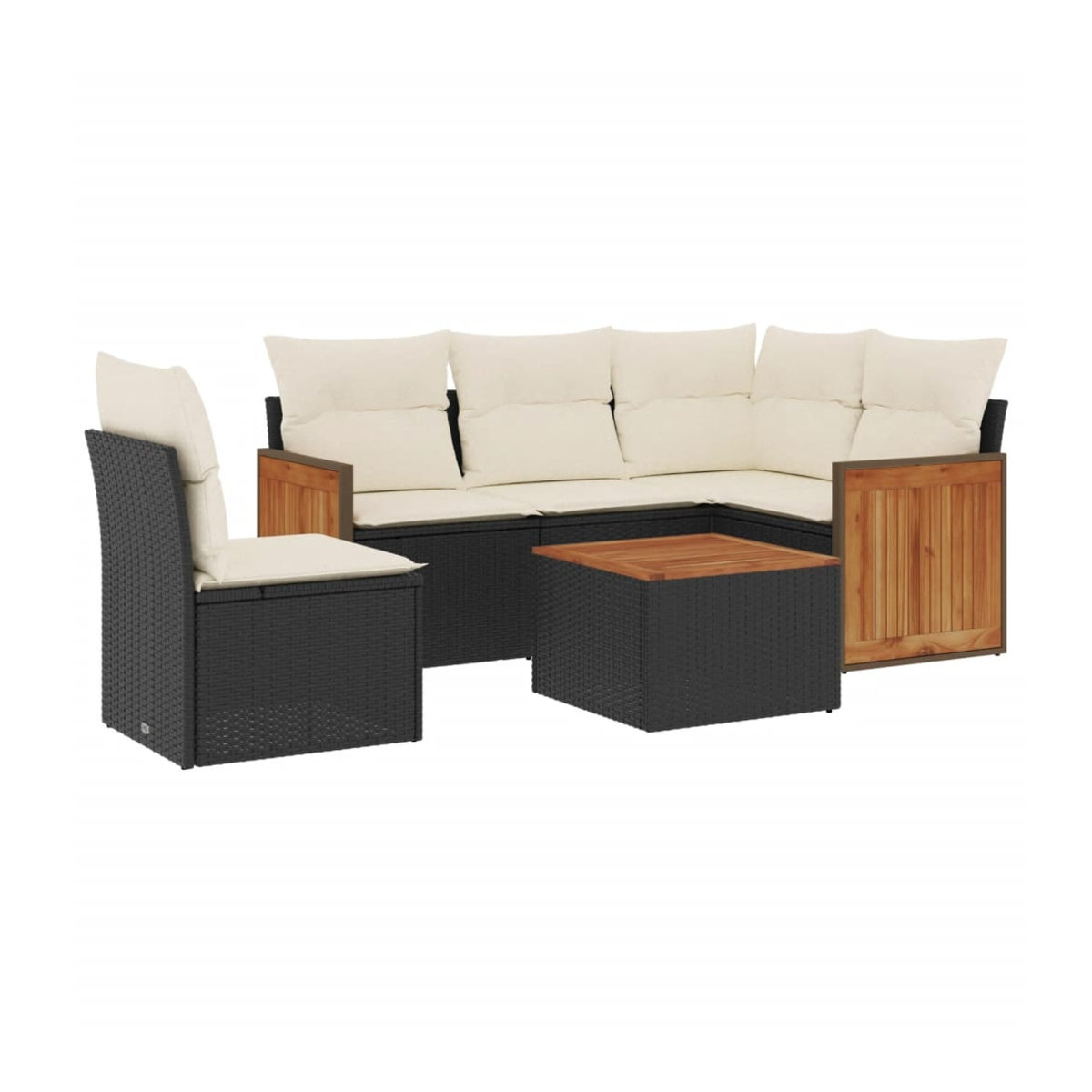 Vidaxl Gartenmöbel-Set aus Polyrattan mit Kissen in Schwarz und Beige, 6-teilig, modernes Design - Bild 3