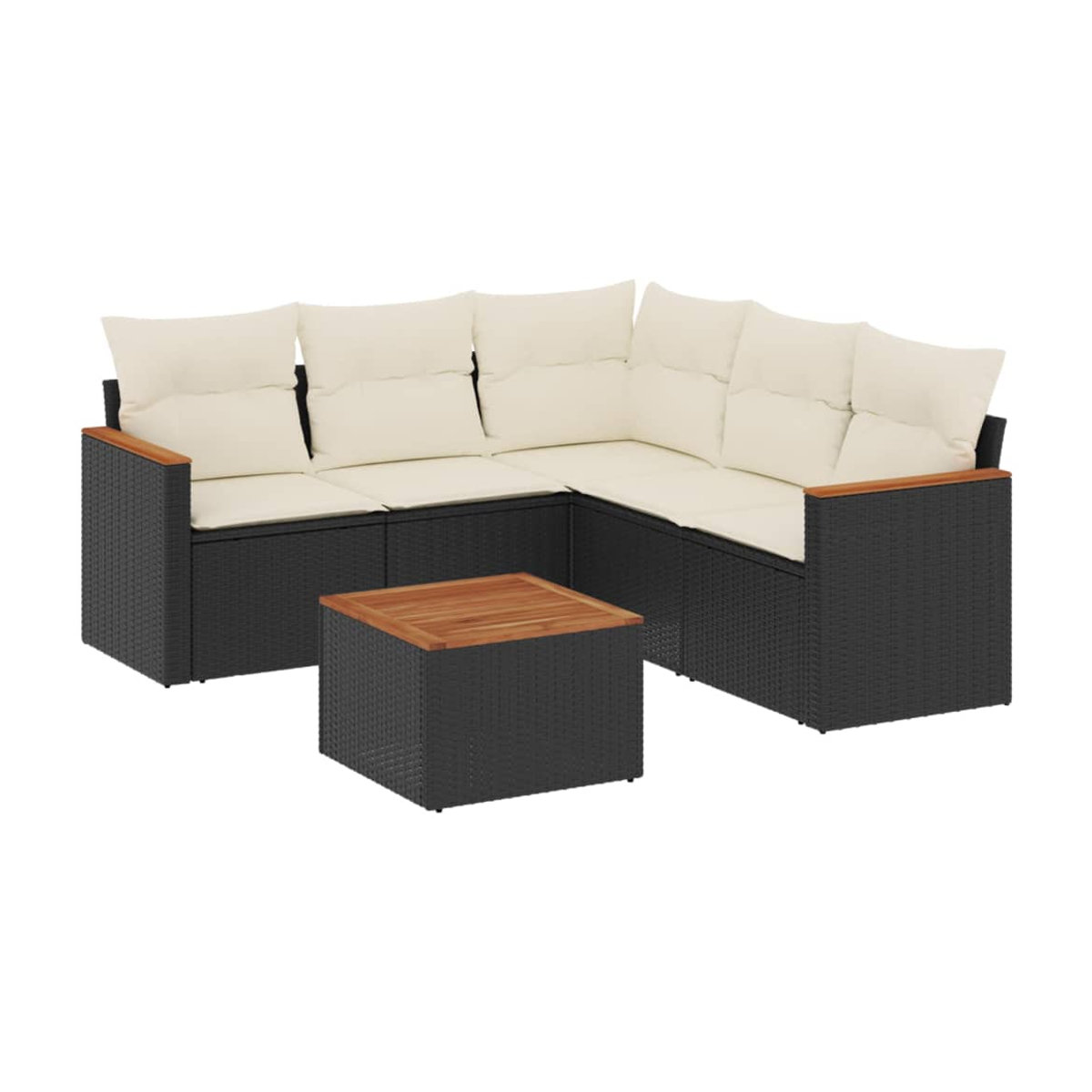 Vidaxl Gartenmöbel-Set aus Polyrattan mit Kissen in Schwarz und Beige, 6-teilig, modernes Design - Bild 3