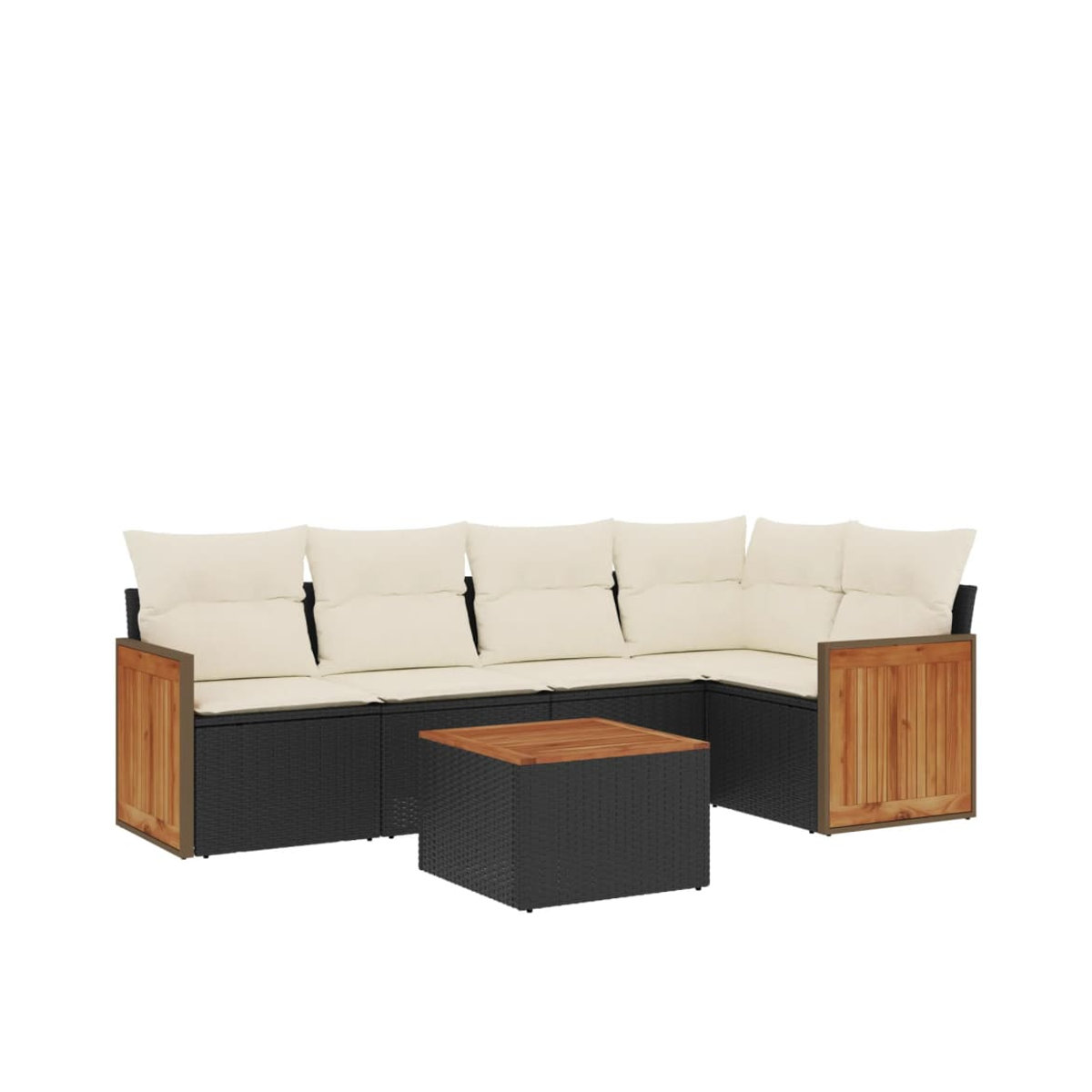 Vidaxl Gartenmöbel-Set aus Polyrattan mit Kissen in Schwarz und Beige, 6-teilig, modernes Design - Bild 2