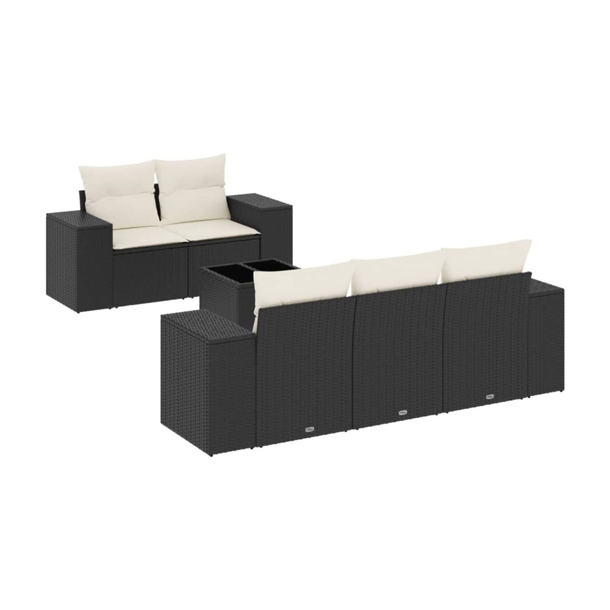 Vidaxl Gartenmöbel-Set aus Polyrattan mit Kissen in Schwarz und Beige für Erwachsene - Bild 2