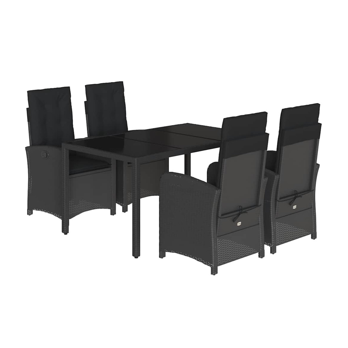 Vidaxl Gartenmöbel-Set aus Polyrattan mit Kissen und Glas, 5-teilig, Schwarz - Bild 2