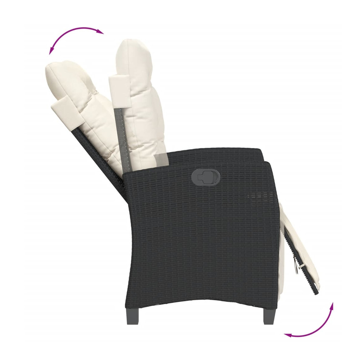 Vidaxl Gartenmöbel-Set aus Polyrattan mit Kissen und Glastisch, 5-teilig, Schwarz - Bild 2