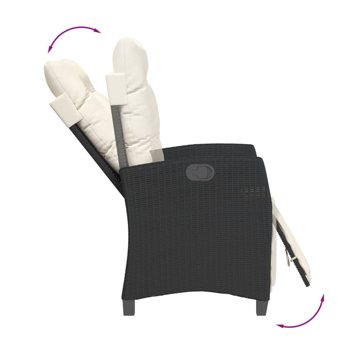 Vidaxl Gartenmöbel-Set aus Polyrattan mit Kissen und Glastisch, 7-teilig, Schwarz - Bild 1