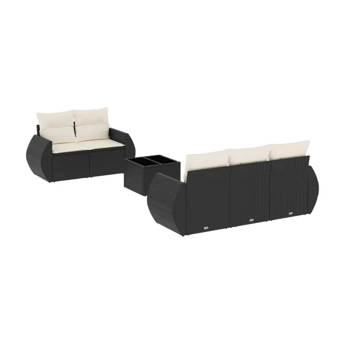 Vidaxl Gartenmöbel-Set aus Polyrattan mit Kissen und Glastisch in Schwarz - Bild 2