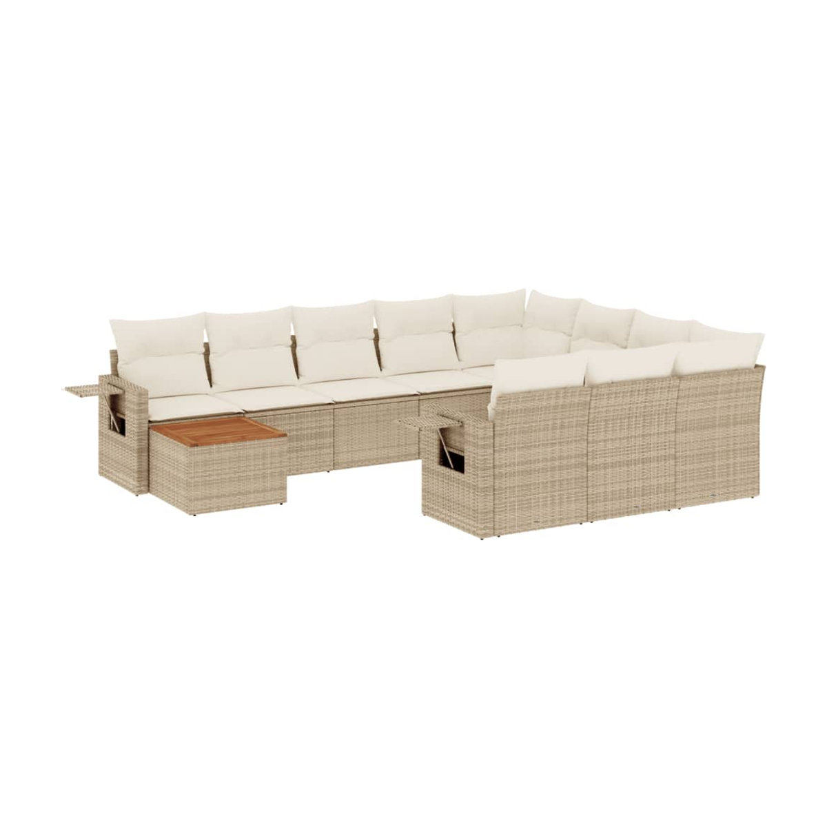 Vidaxl Gartenmöbel-Set aus Polyrattan und Akazie mit 11-teiligem Kissen-Set in Beige - Bild 2