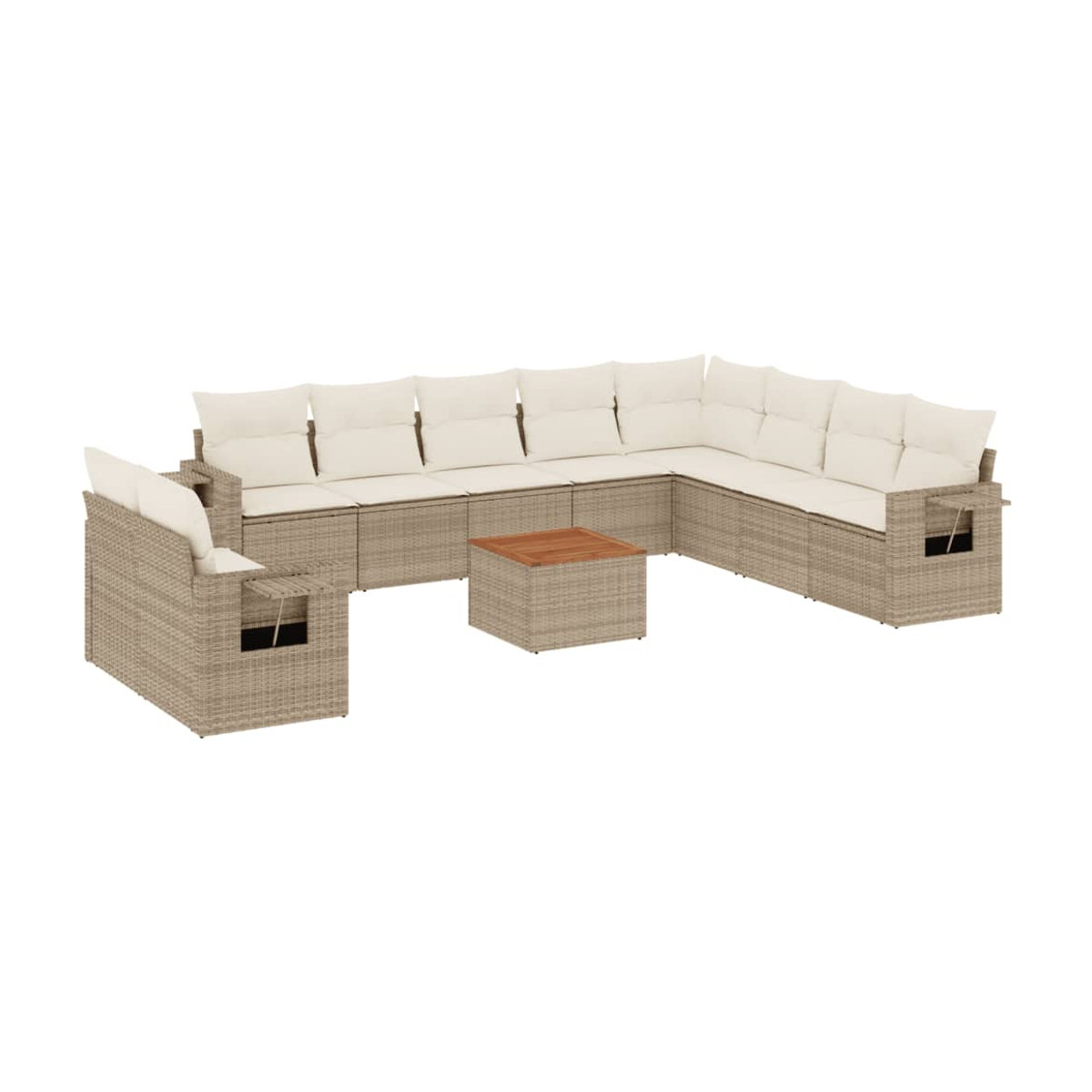 Vidaxl Gartenmöbel-Set aus Polyrattan und Akazie mit 11-teiligem Kissen-Set in Beige - Bild 2