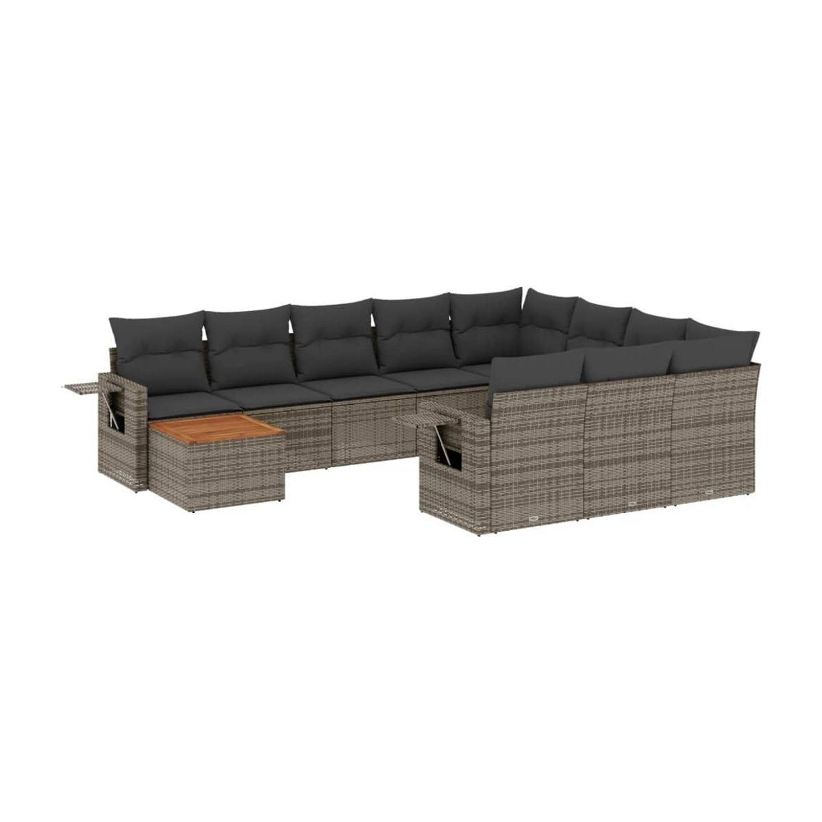 Vidaxl Gartenmöbel-Set aus Polyrattan und Akazie mit 11-teiligem Kissen-Set in Grau - Bild 3