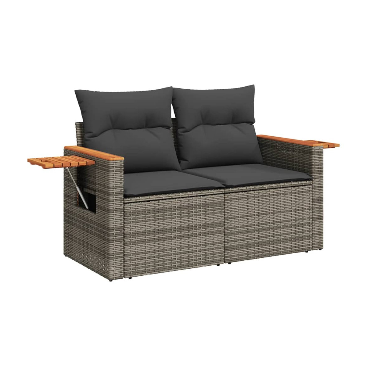 Vidaxl Gartenmöbel-Set aus Polyrattan und Akazie mit 11-teiligem Kissen-Set in Grau - Bild 3
