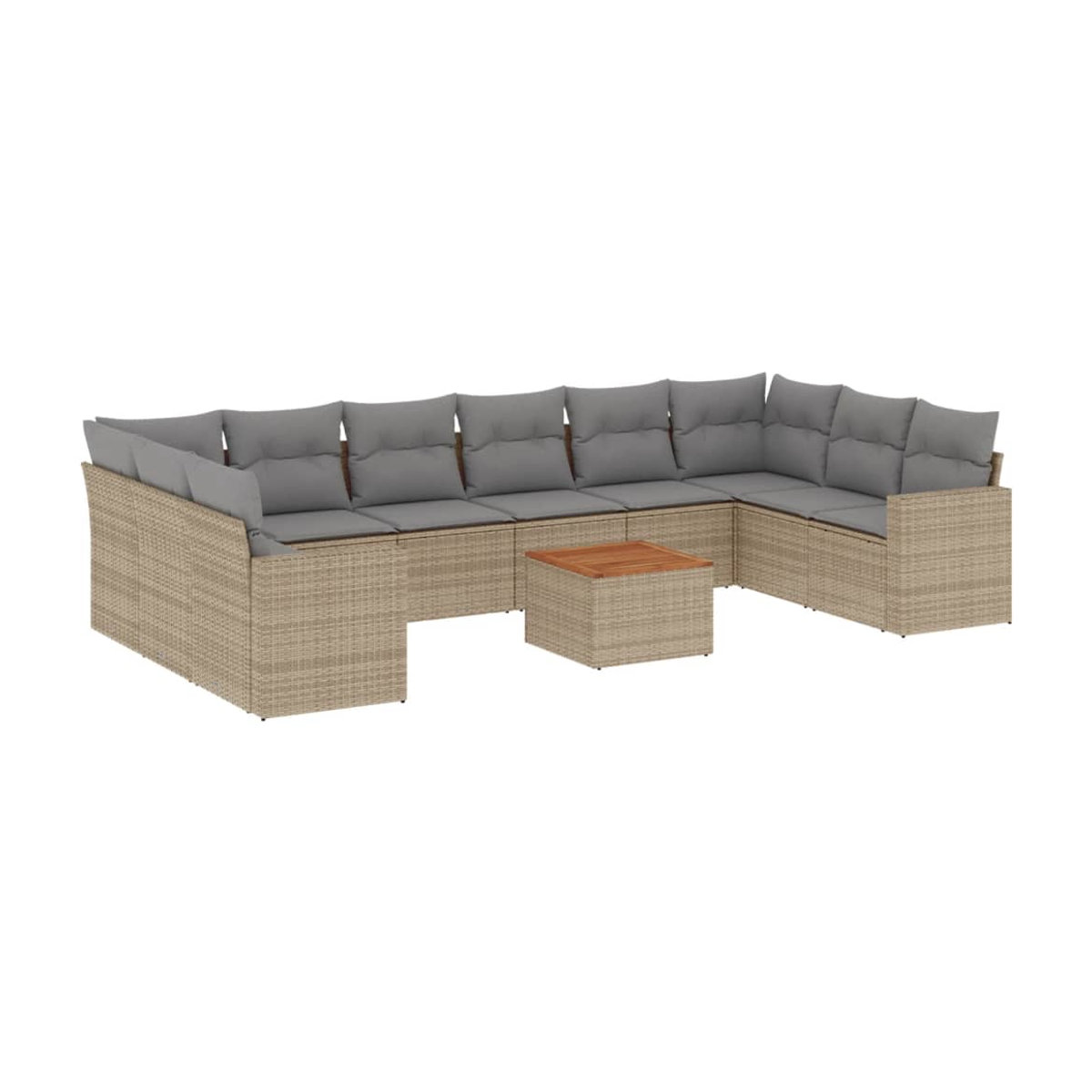 Vidaxl Gartenmöbel-Set aus Polyrattan und Akazie mit 11-teiligem Polster-Set in Beige - Bild 2