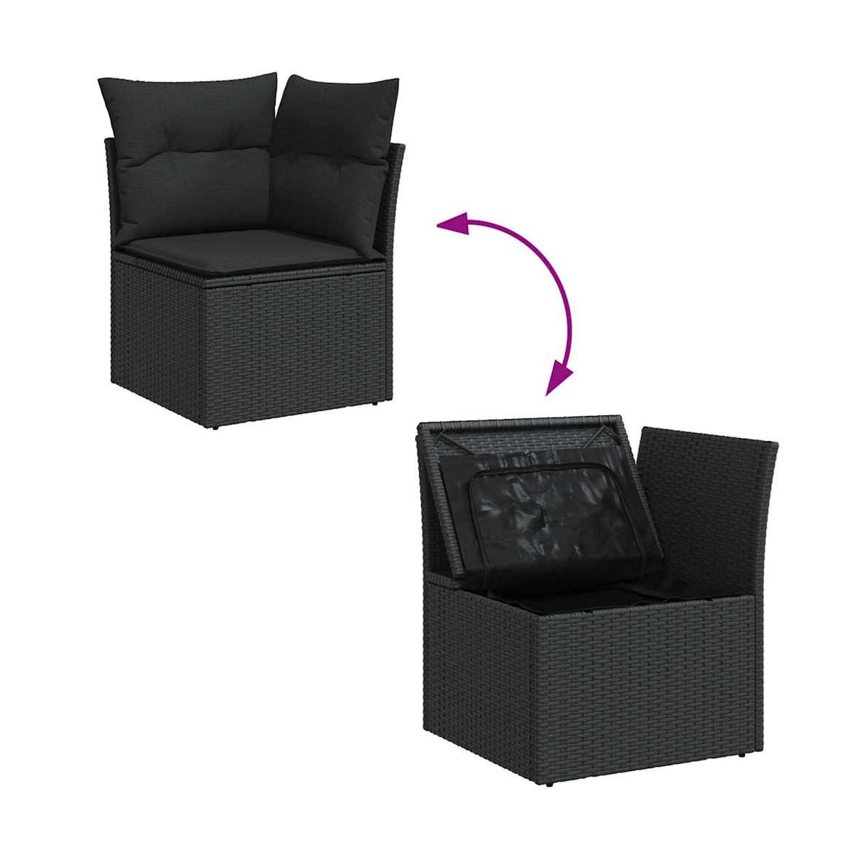 Vidaxl Gartenmöbel-Set aus Polyrattan und Akazie mit 12 Teilen und Kissen in Schwarz - Bild 5
