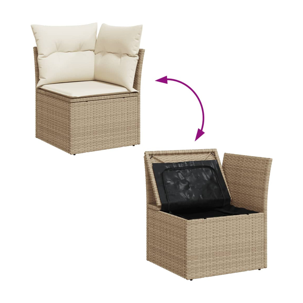 Vidaxl Gartenmöbel-Set aus Polyrattan und Akazie mit 13 Teilen in Beige - Bild 1