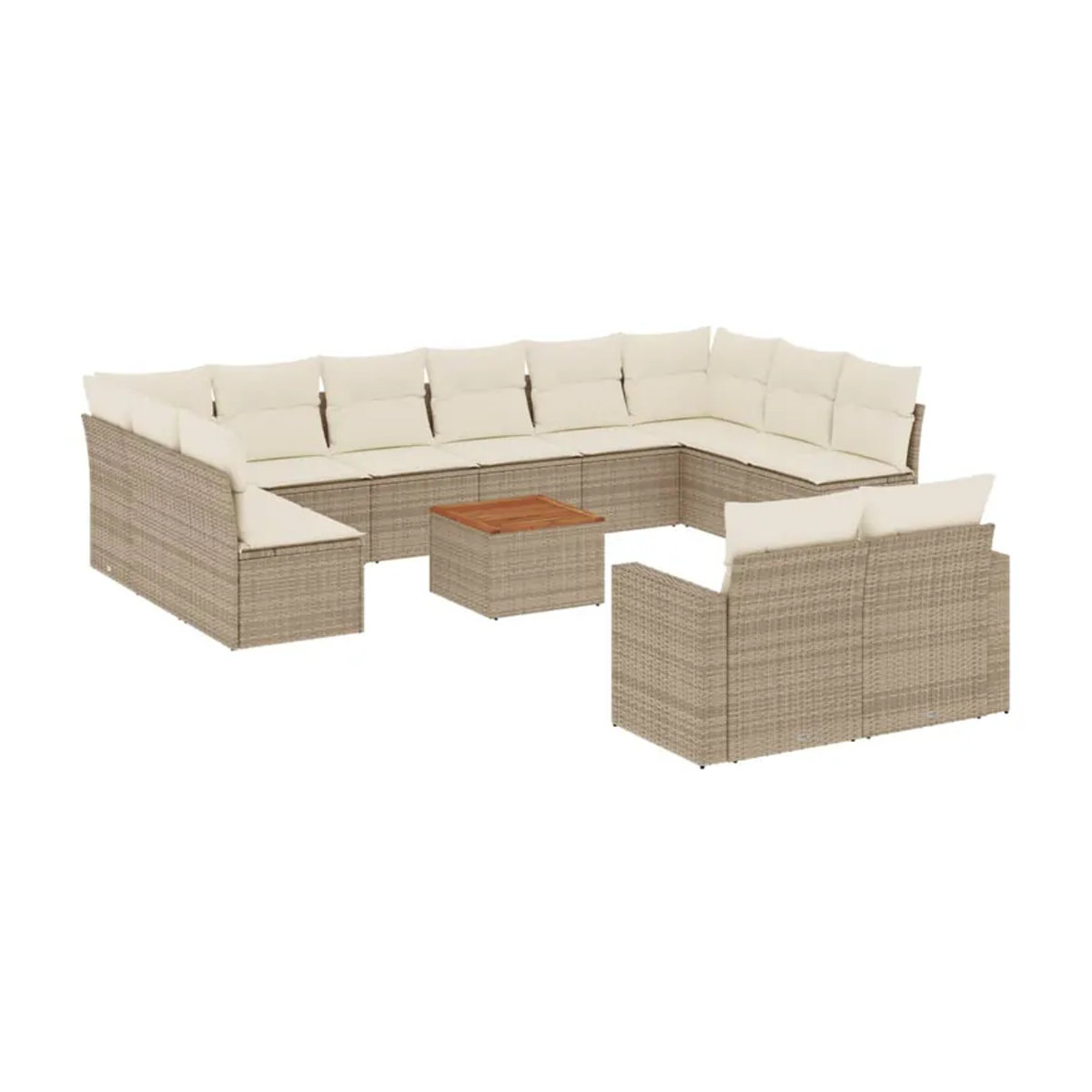 Vidaxl Gartenmöbel-Set aus Polyrattan und Akazie mit 13 Teilen in Beige - Bild 2