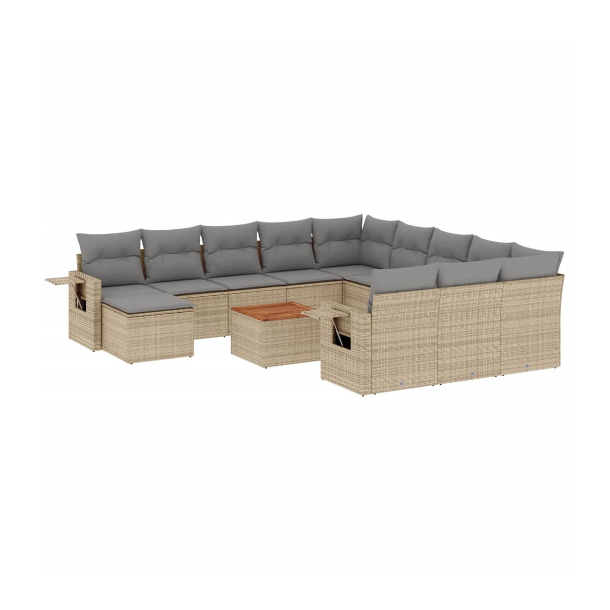 Vidaxl Gartenmöbel-Set aus Polyrattan und Akazie mit 13 Teilen in Beige - Bild 4