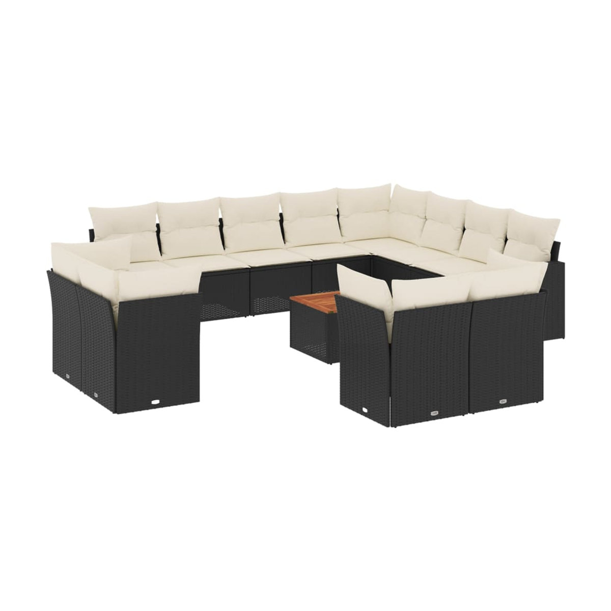 Vidaxl Gartenmöbel-Set aus Polyrattan und Akazie mit 13 Teilen in Schwarz inklusive Kissen - Bild 3