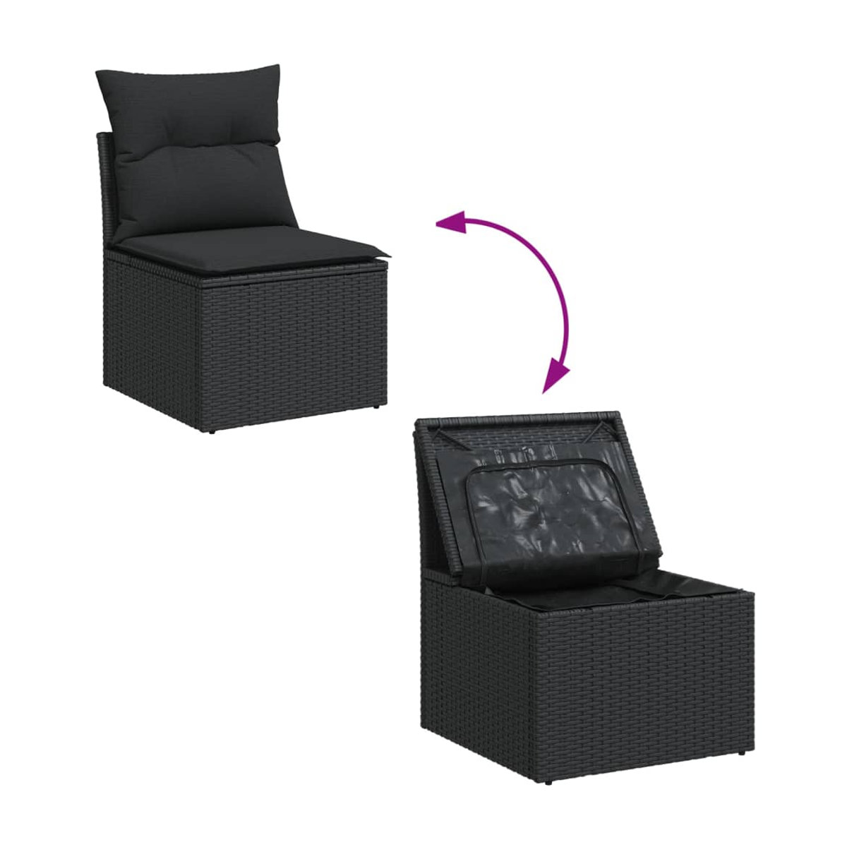 Vidaxl Gartenmöbel-Set aus Polyrattan und Akazie mit 13 Teilen in Schwarz inklusive Kissen - Bild 4