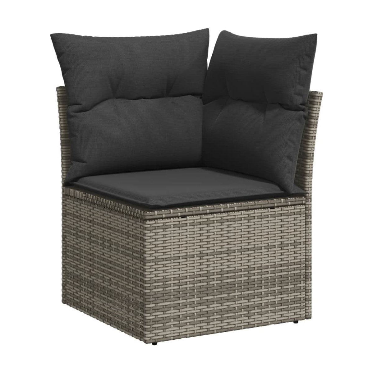 Vidaxl Gartenmöbel-Set aus Polyrattan und Akazie mit 13 Teilen und Kissen, Grau - Bild 2