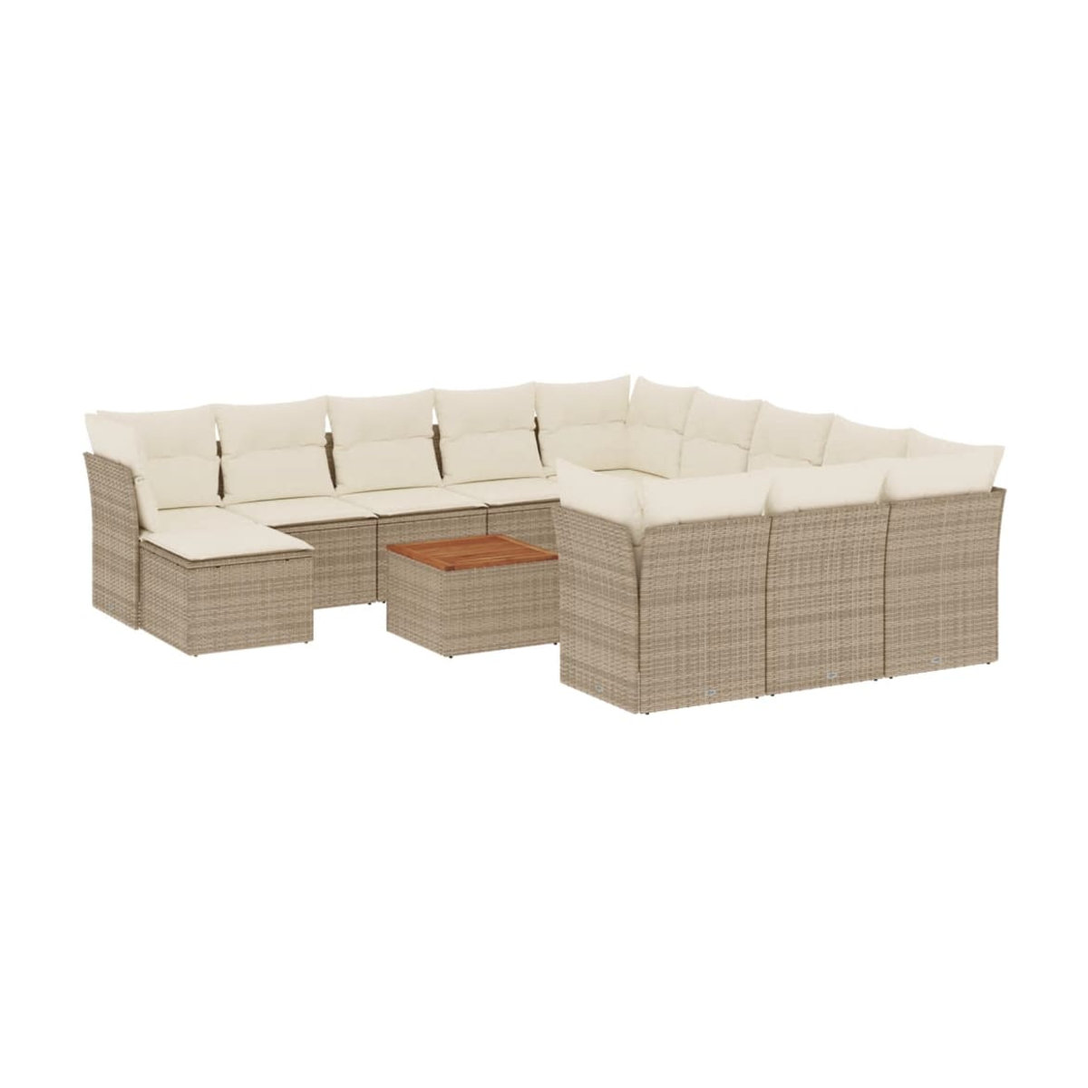 Vidaxl Gartenmöbel-Set aus Polyrattan und Akazie mit 13-teiligem Polster-Set in Beige - Bild 2
