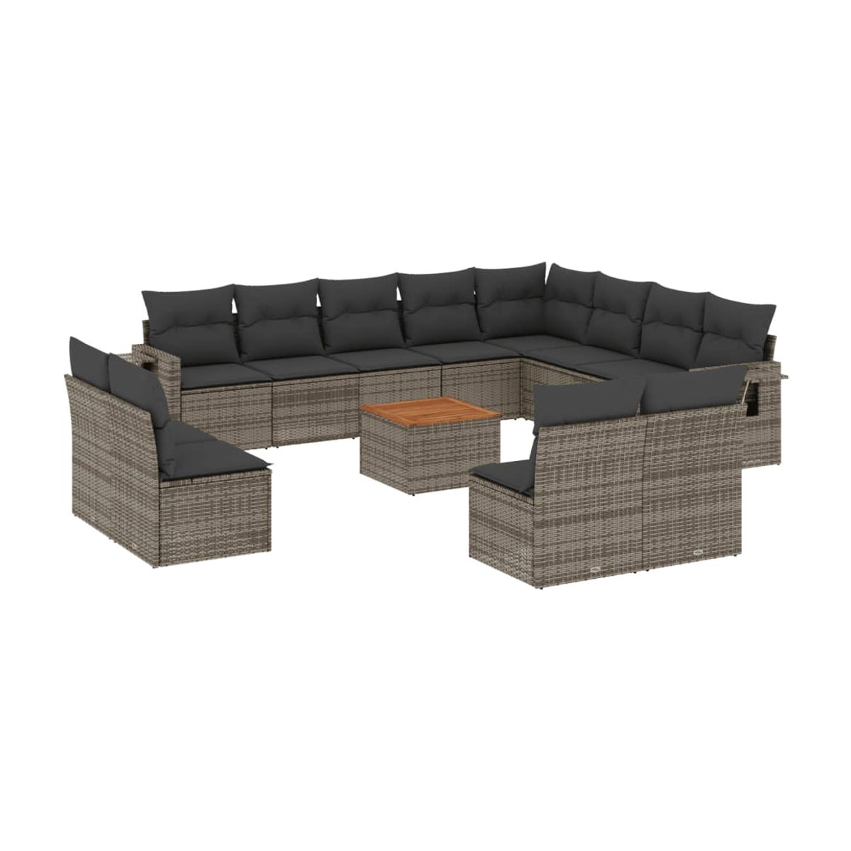 Vidaxl Gartenmöbel-Set aus Polyrattan und Akazie mit 13-teiligen Kissen in Grau - Bild 2