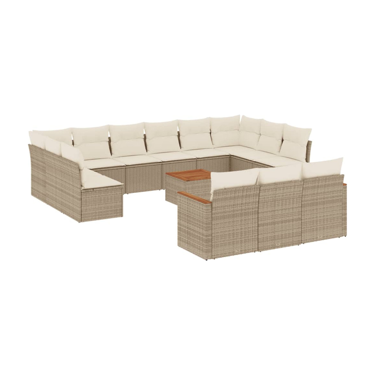 Vidaxl Gartenmöbel-Set aus Polyrattan und Akazie mit 14-teiligem Polster-Set in Beige - Bild 2