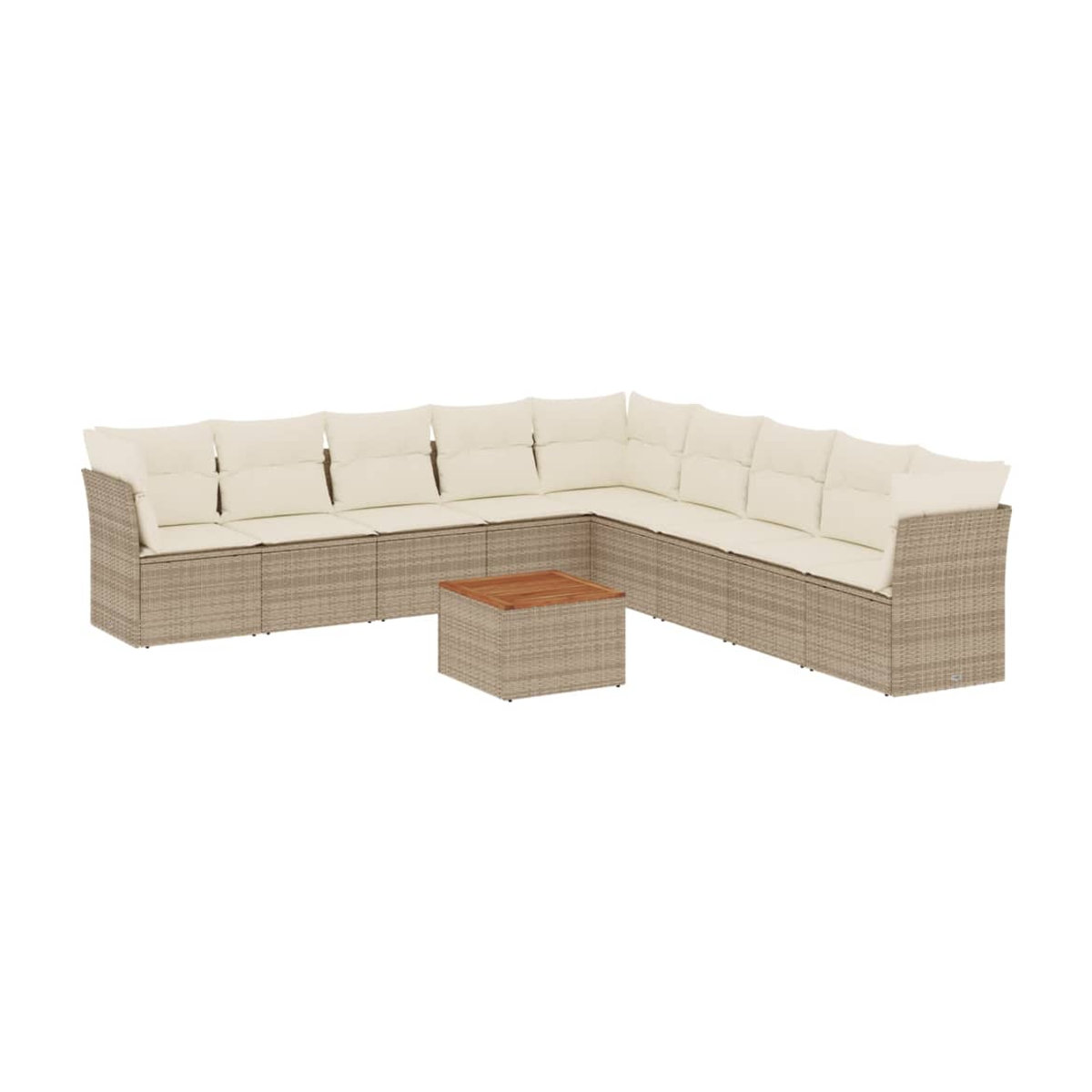 Vidaxl Gartenmöbel-Set aus Polyrattan und Akazie mit Kissen, 10-teilig, Beige - Bild 2