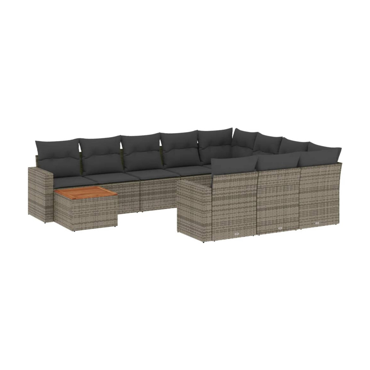 Vidaxl Gartenmöbel-Set aus Polyrattan und Akazie mit Kissen, 11-teilig, Grau - Bild 2