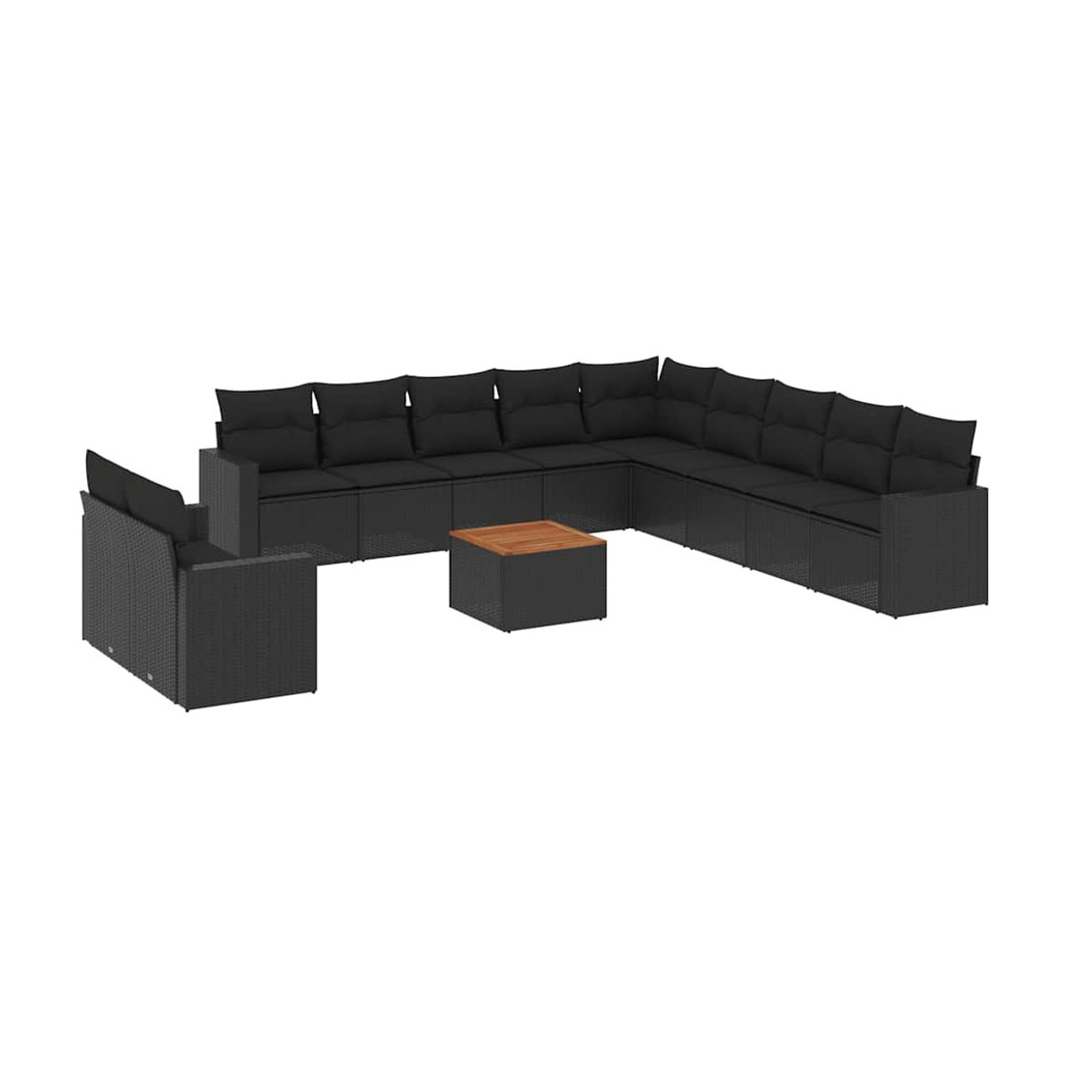 Vidaxl Gartenmöbel-Set aus Polyrattan und Akazie mit Kissen, 12-teilig, Schwarz - Bild 2