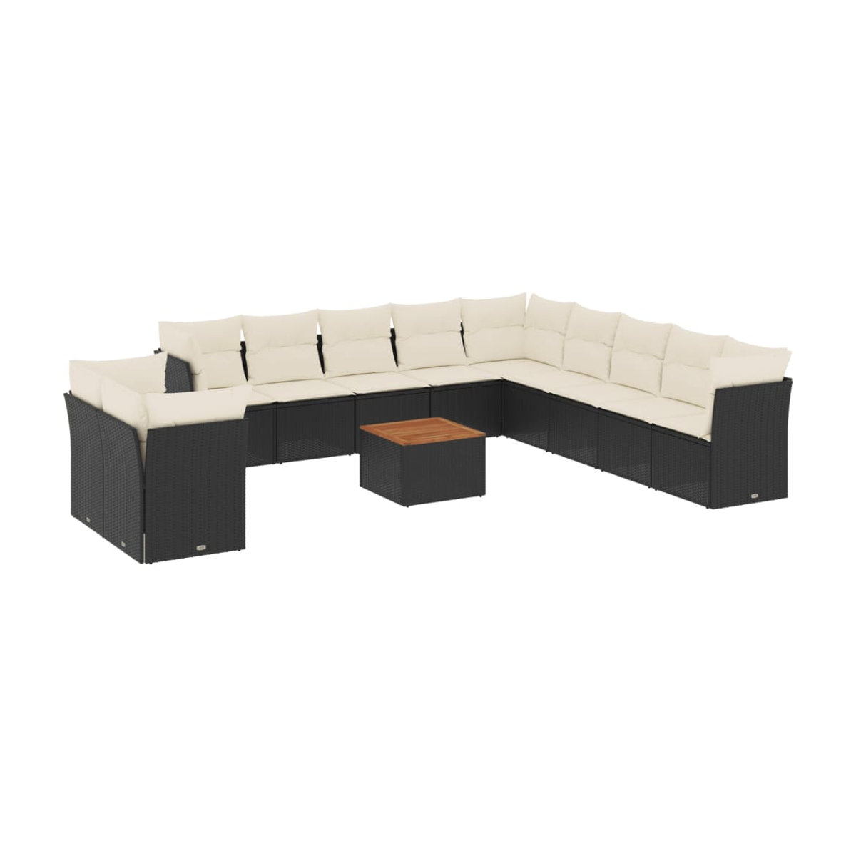 Vidaxl Gartenmöbel-Set aus Polyrattan und Akazie mit Kissen, 12-teilig, Schwarz - Bild 2