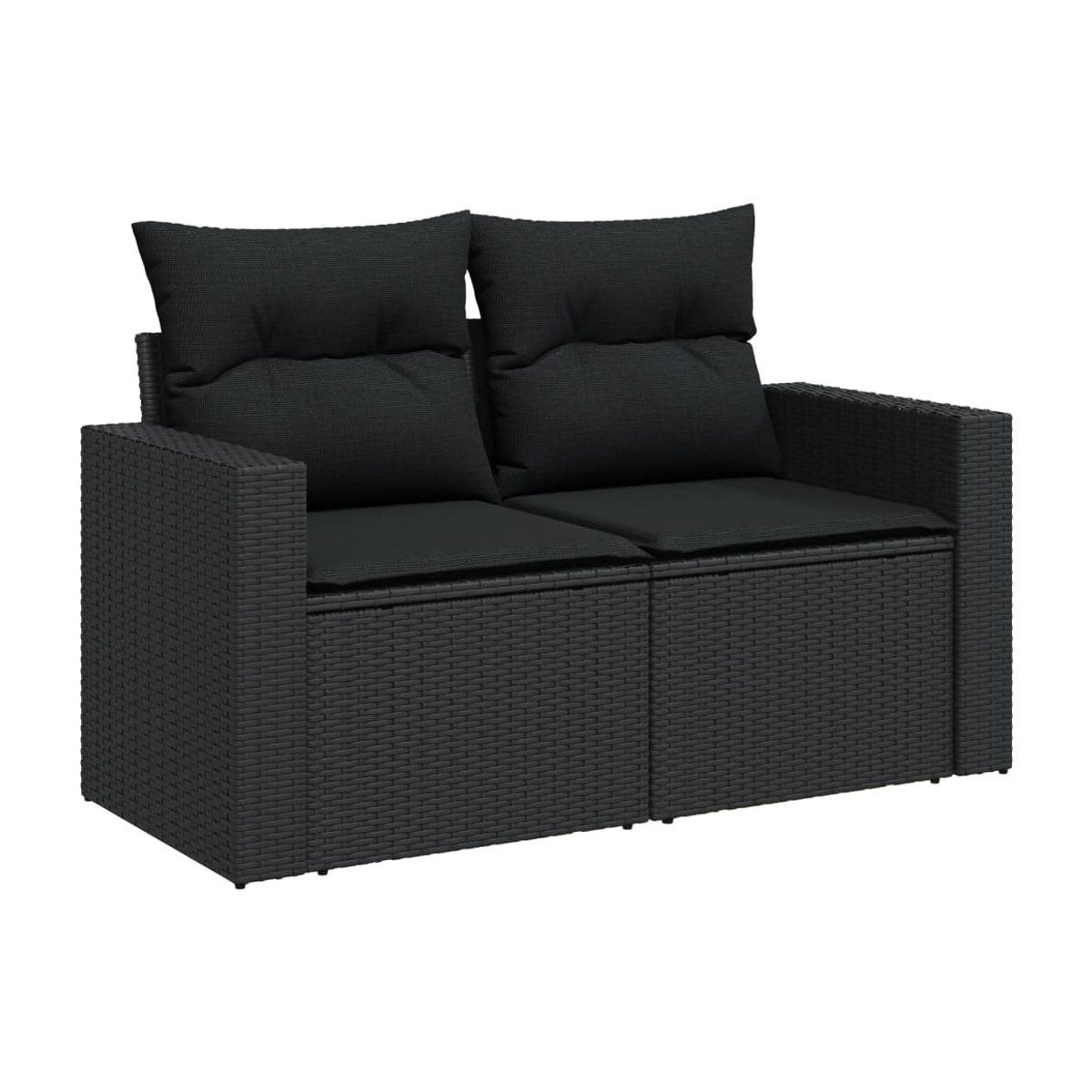 Vidaxl Gartenmöbel-Set aus Polyrattan und Akazie mit Kissen, 12-teilig, Schwarz - Bild 4