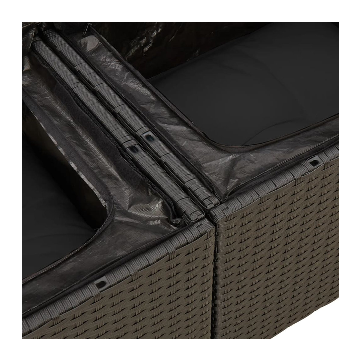 Vidaxl Gartenmöbel-Set aus Polyrattan und Akazie mit Kissen, 12-teilig, Schwarz - Bild 5