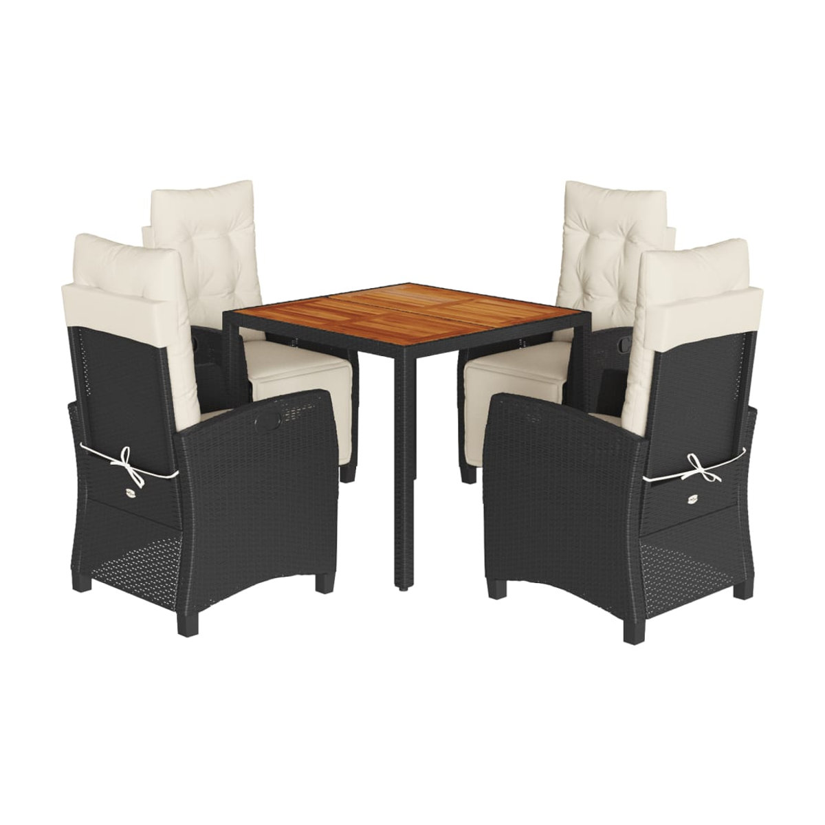 Vidaxl Gartenmöbel-Set aus Polyrattan und Akazie mit Kissen, 5-teilig, Schwarz - Bild 3