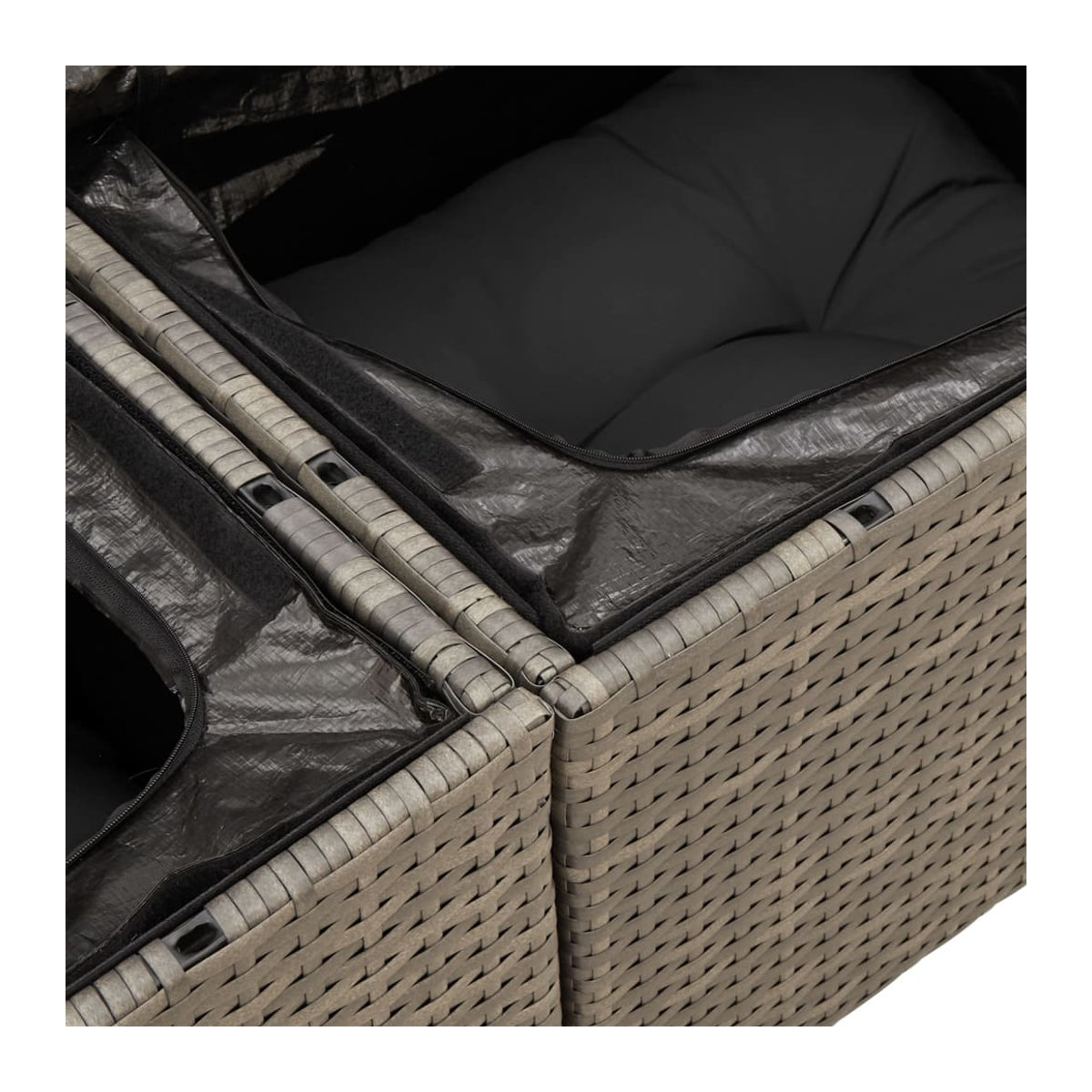 Vidaxl Gartenmöbel-Set aus Polyrattan und Akazie mit Kissen, 6-teilig, Grau - Bild 3