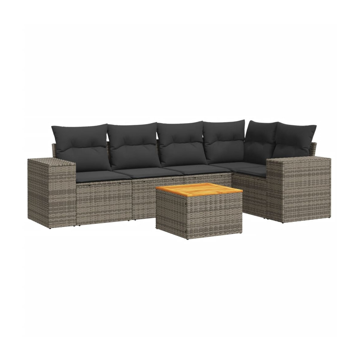 Vidaxl Gartenmöbel-Set aus Polyrattan und Akazie mit Kissen, 6-teilig, Grau - Bild 2