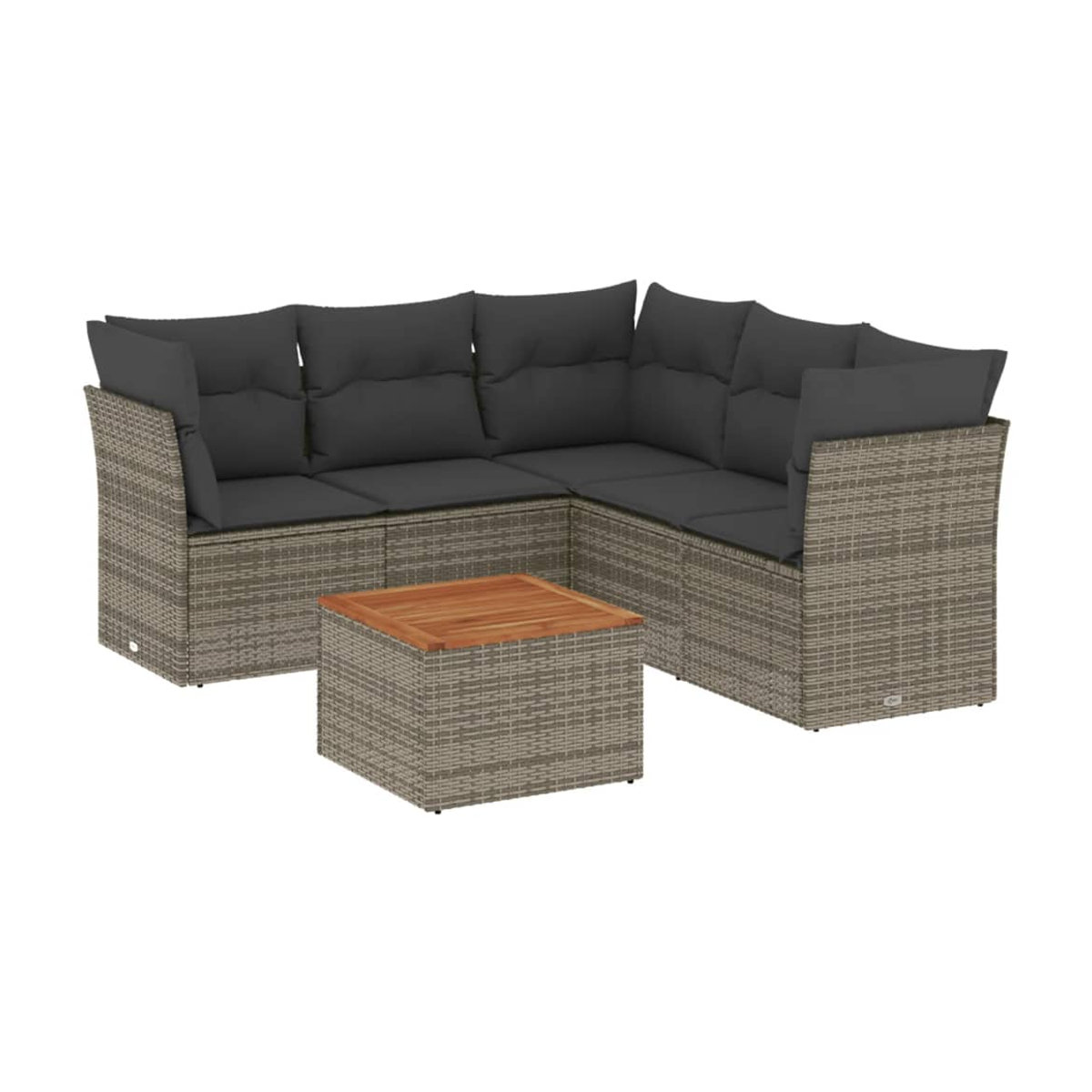 Vidaxl Gartenmöbel-Set aus Polyrattan und Akazie mit Kissen, 6-teilig, Grau - Bild 3