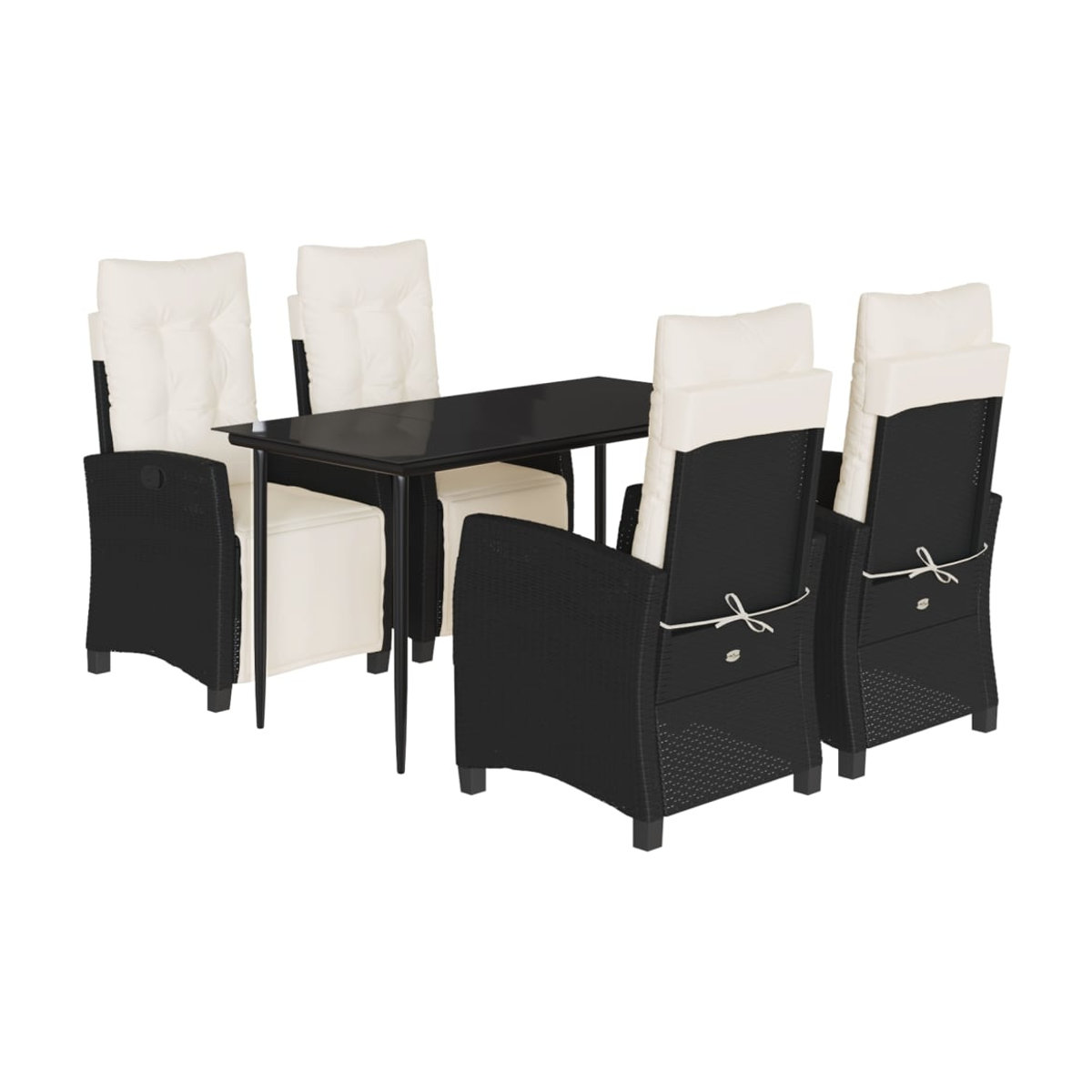 Vidaxl Gartenmöbel-Set aus Polyrattan und Glas mit Kissen, 5-teilig, Schwarz - Bild 3