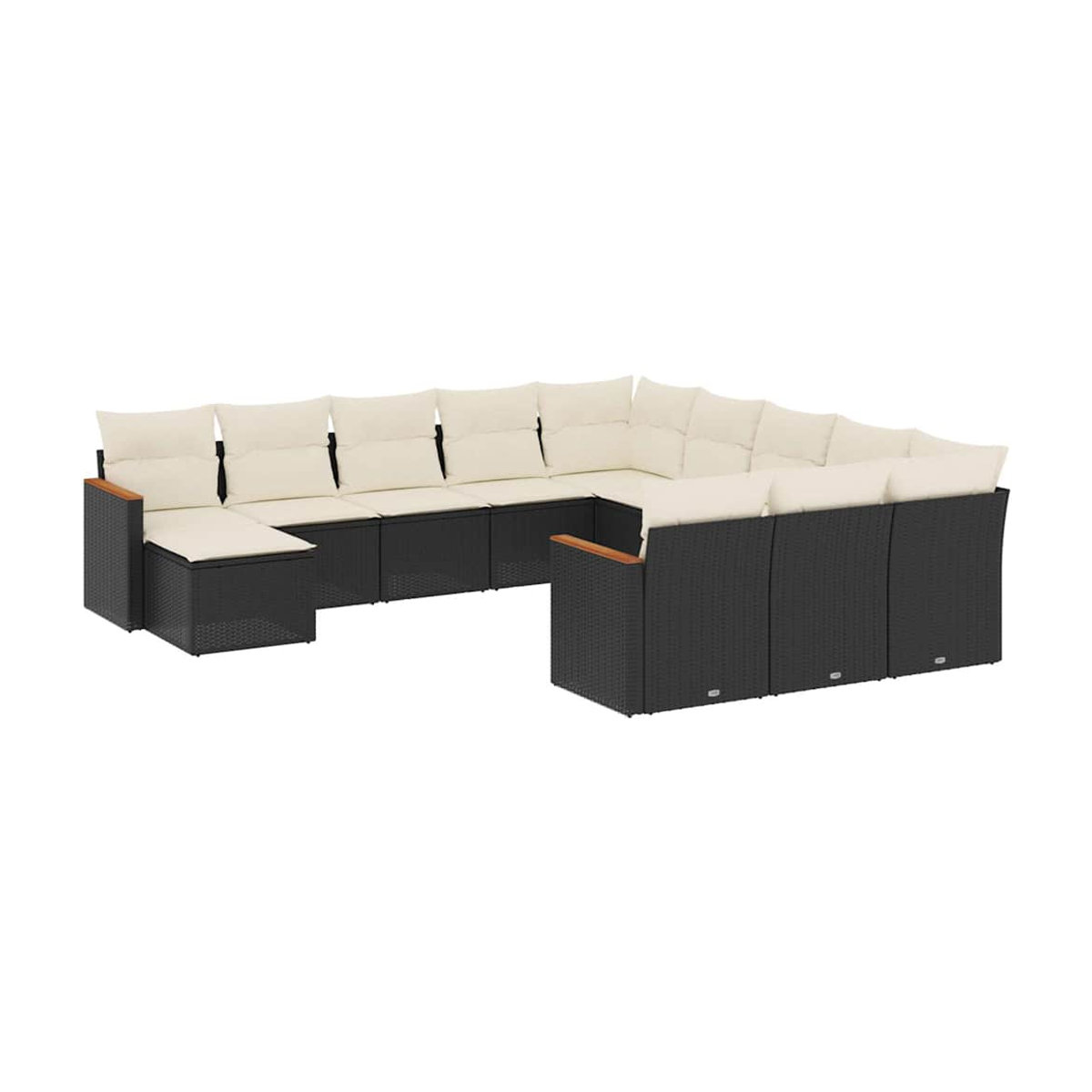 Vidaxl Gartenmöbel-Set aus Polyrattan und Stahl mit Kissen, 12-teilig, Schwarz - Bild 2